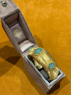 Bracciale con smeraldo in oro giallo 18 carati di Federico Buccellati, anni '70