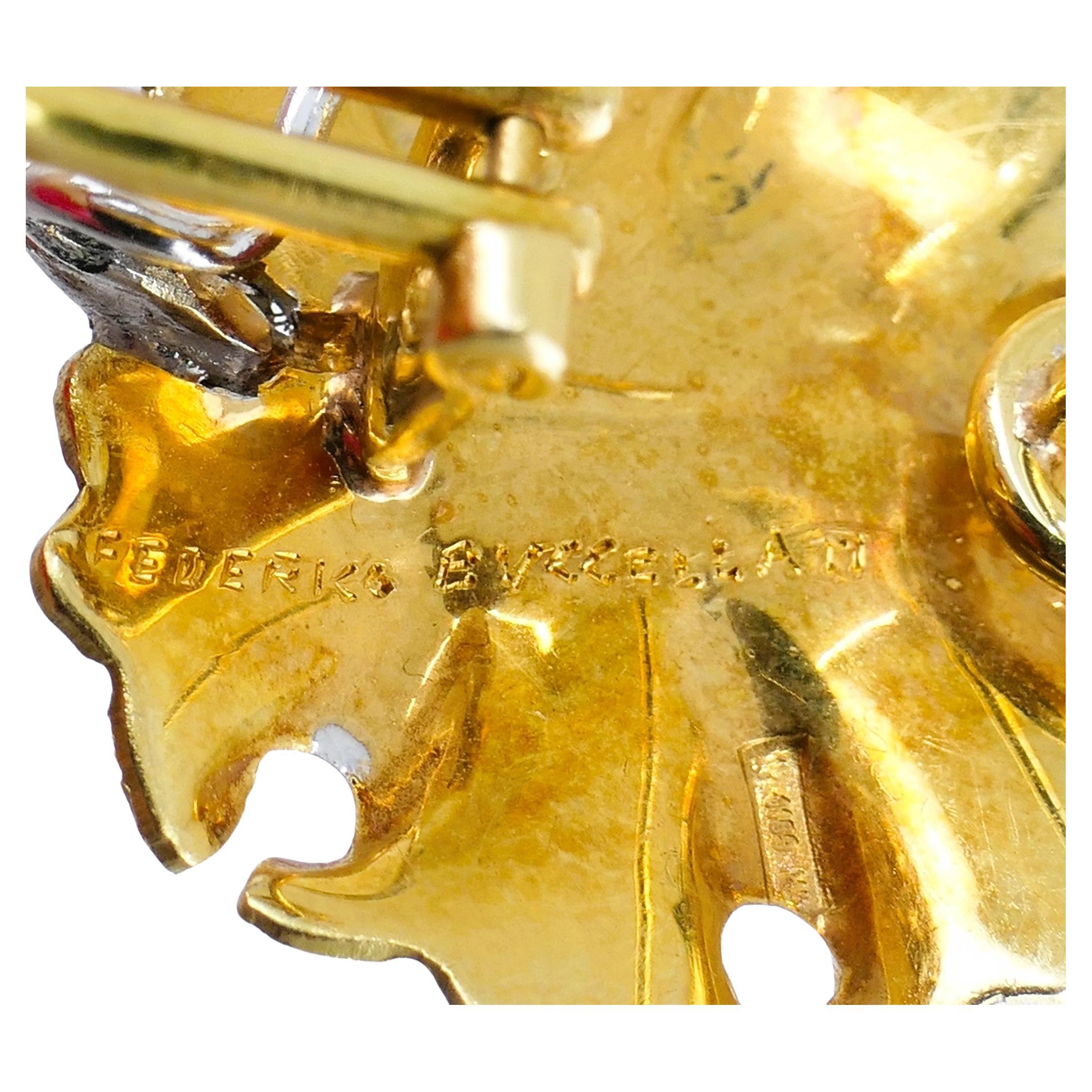 Federico Buccellati Leaf Design Gold Diamond Earrings Estate Jewelry 3