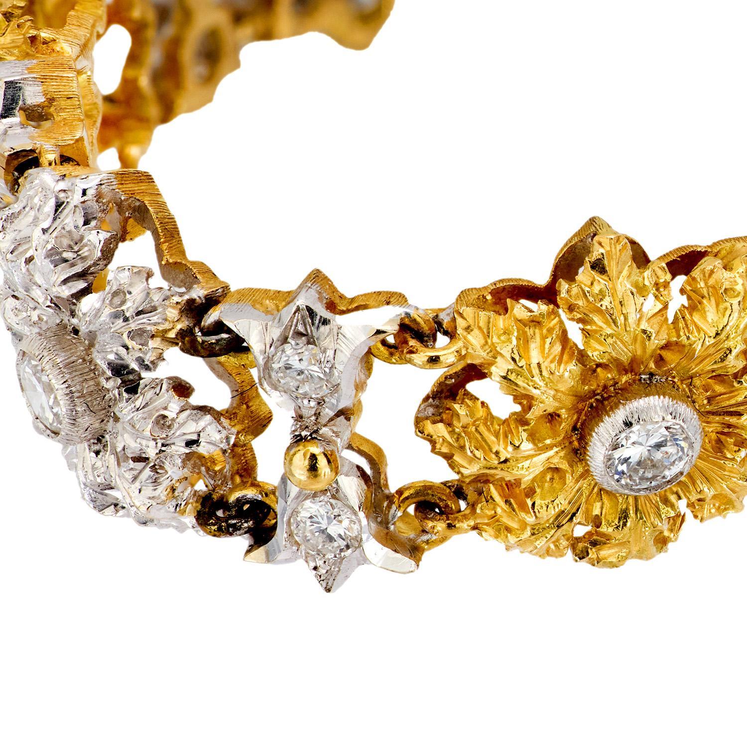 Rétro FEDERICO BUCCELLATI Bracelet rétro à motifs floraux 18 carats en vente