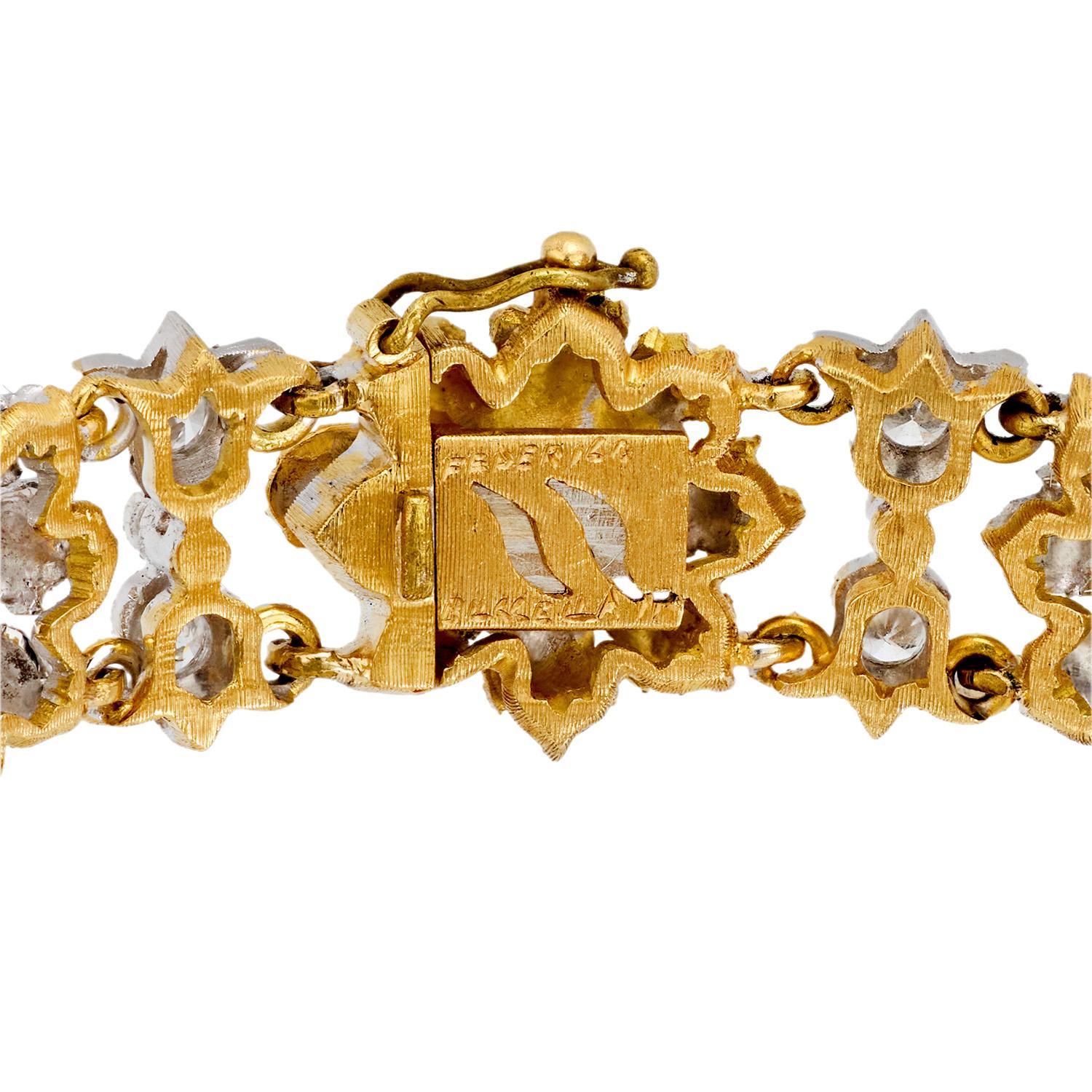Taille brillant FEDERICO BUCCELLATI Bracelet rétro à motifs floraux 18 carats en vente