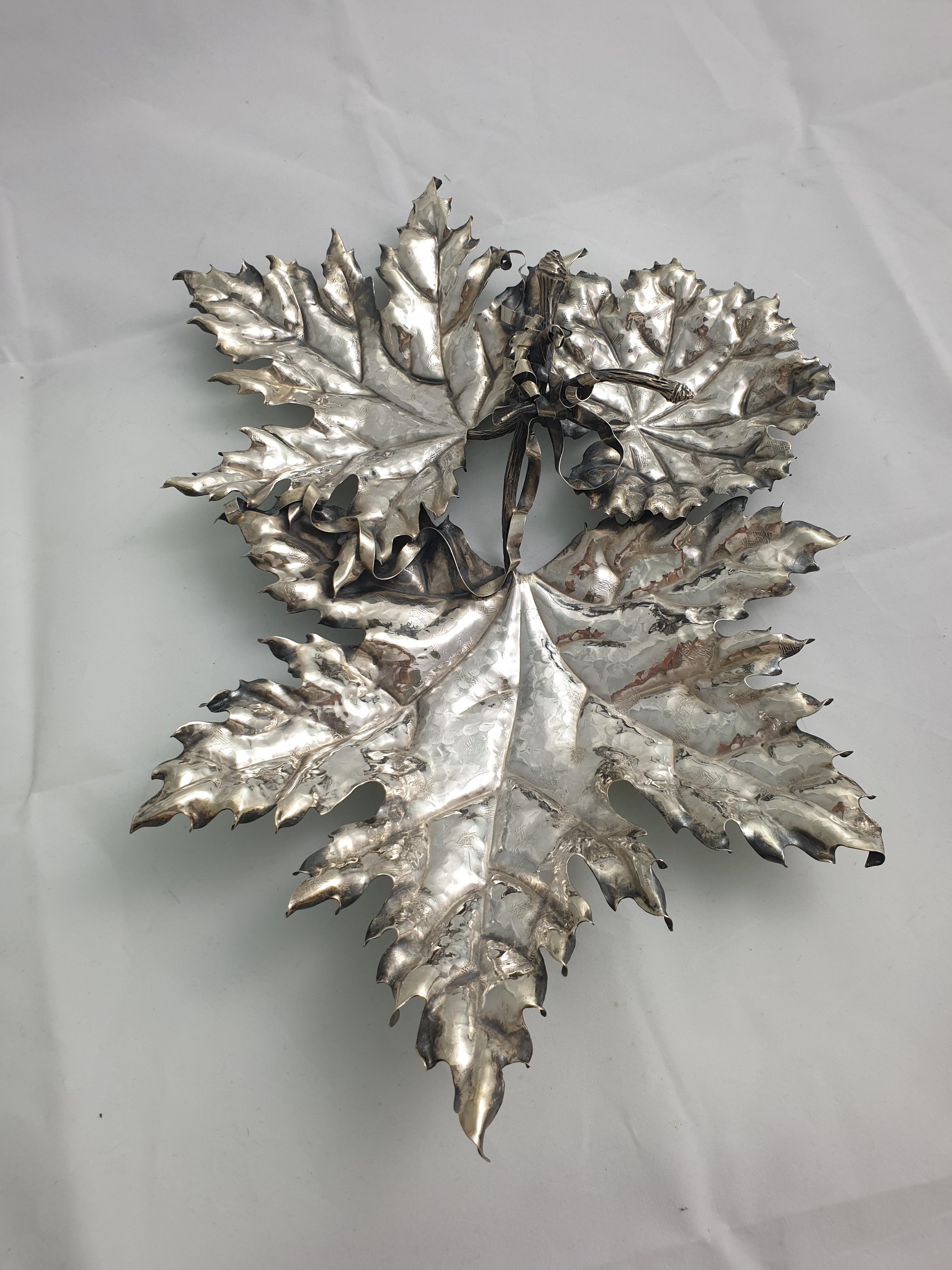 Federico Buccellati Sterling Silver Leaves Centerpiece, Italy, 1980s For Sale 3