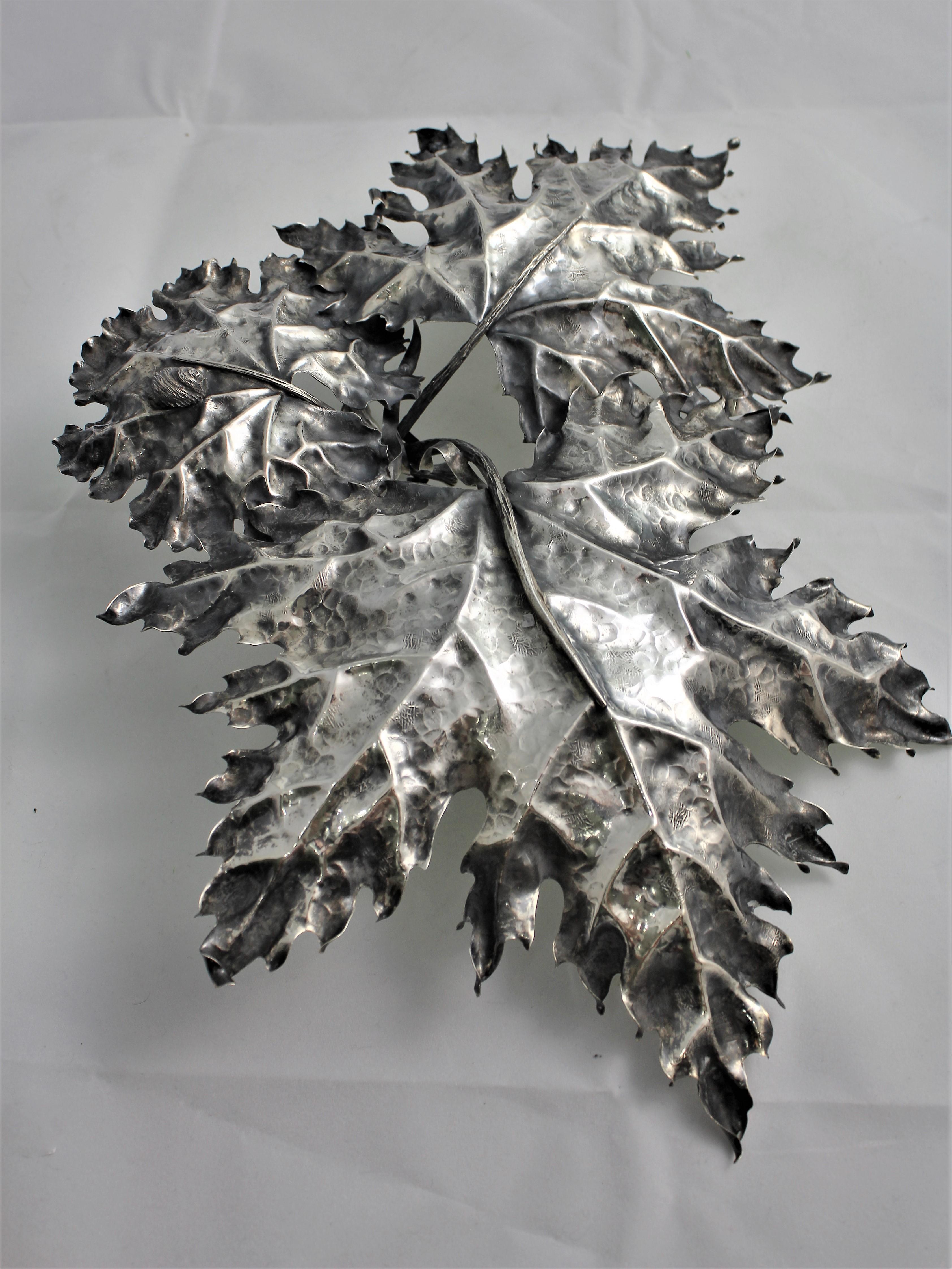 Late 20th Century Federico Buccellati Sterling Silver Leaves Centerpiece, Italy, 1980s For Sale