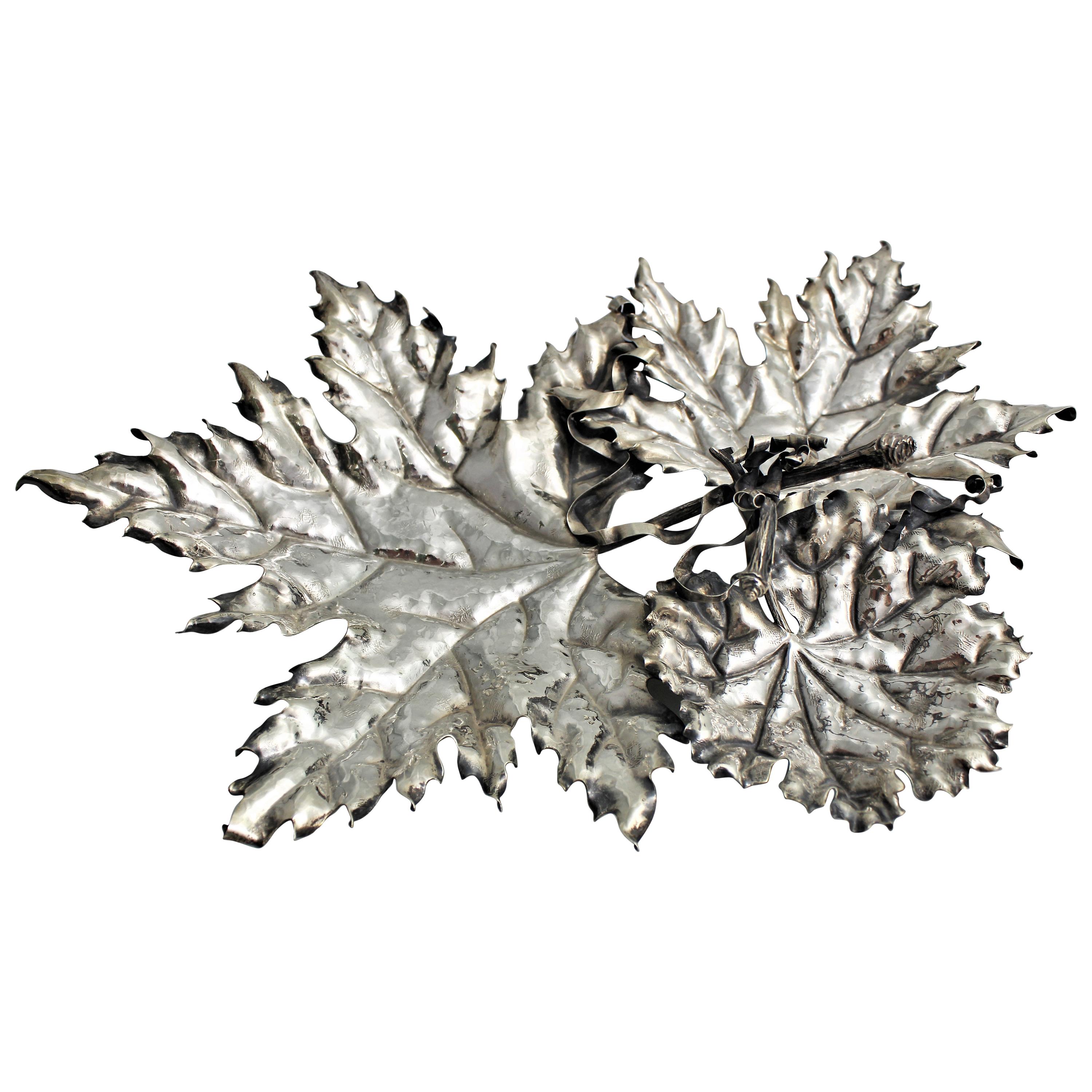 Federico Buccellati Sterling Silver Leaves Centerpiece, Italy, 1980s For Sale