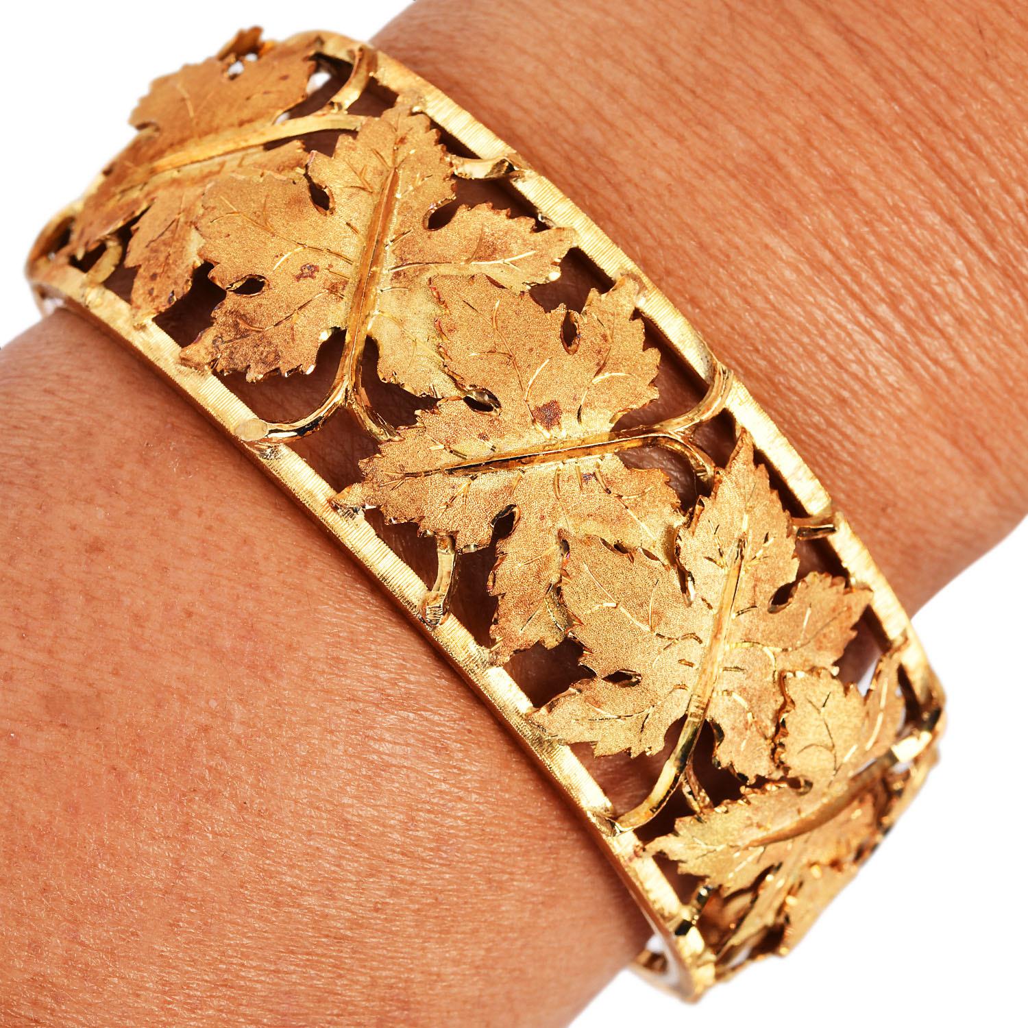 Federico Buccellati Bracciale vintage con foglia d'acero in oro 18 carati in vendita 5