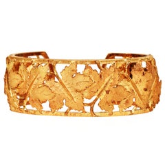 Federico Buccellati Vintage 18K Gold Maple Leaf Cuff Bracelet