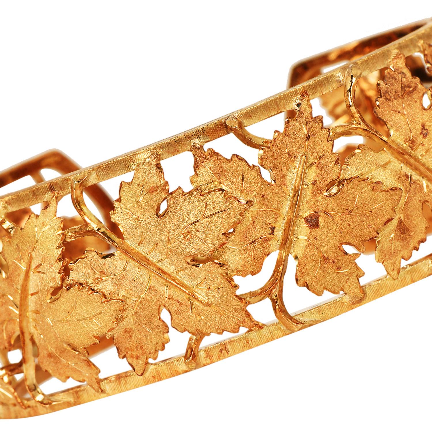Federico Buccellati Bracciale vintage con foglia d'acero in oro 18 carati in vendita 1