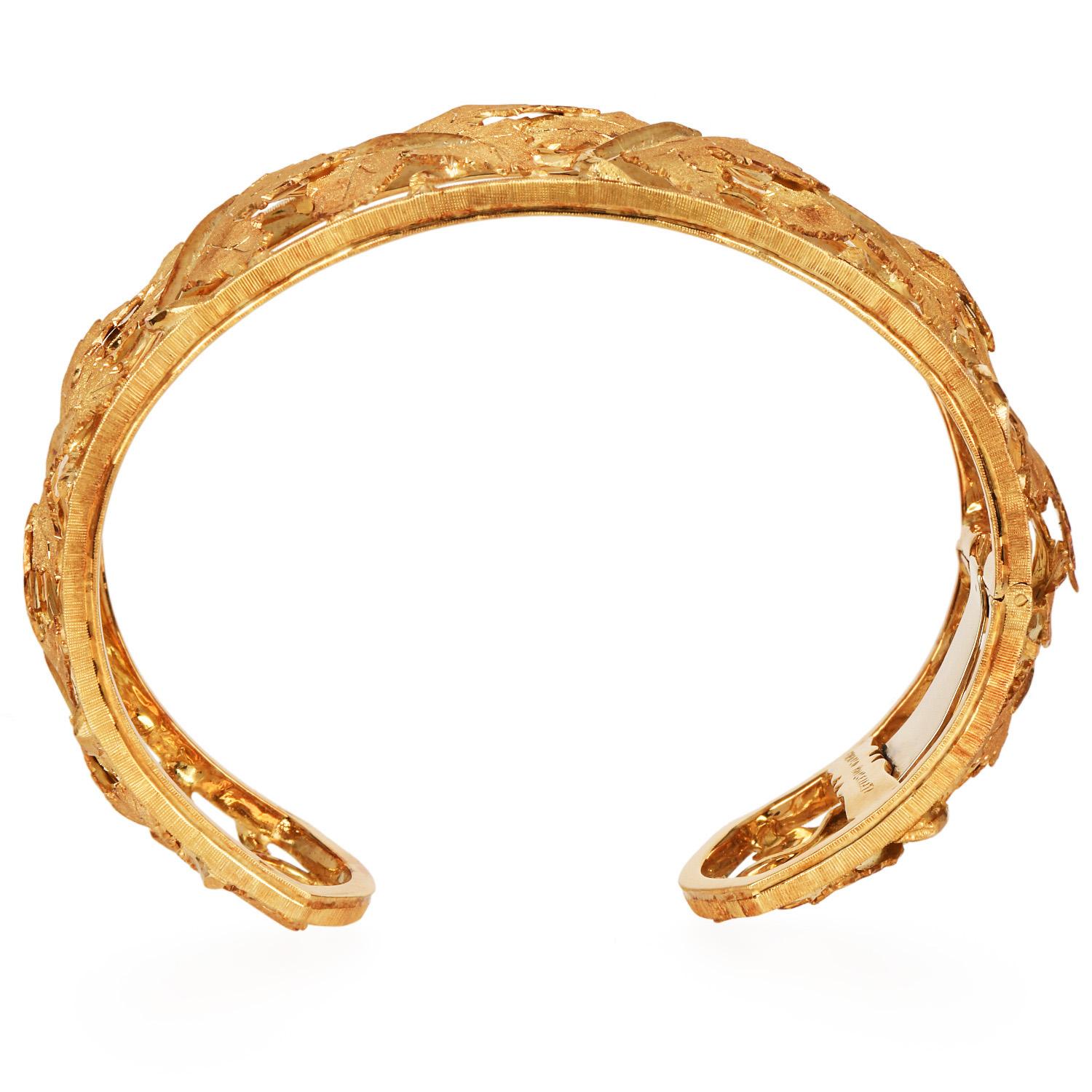 Federico Buccellati Bracciale vintage con foglia d'acero in oro 18 carati in vendita 2