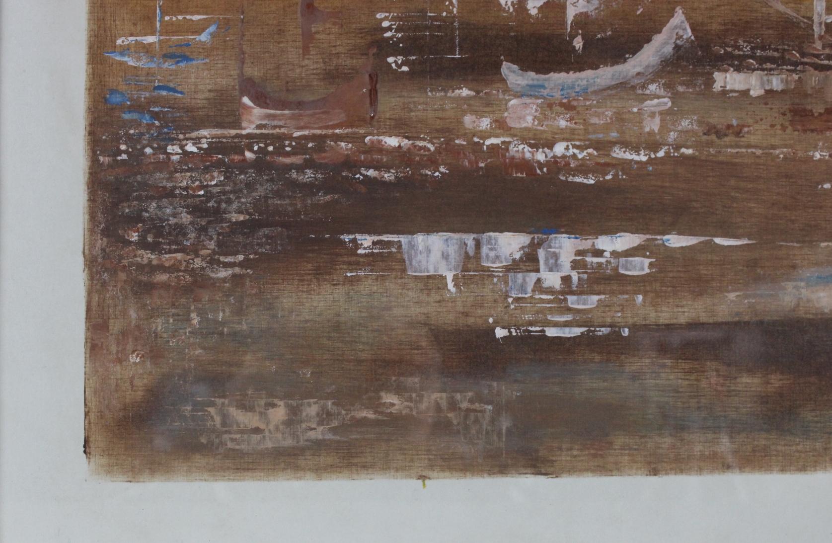 Barcos surrealistas, Federico Castellon - Surrealismo americano, Óleo sobre papel, 1950 en venta 2
