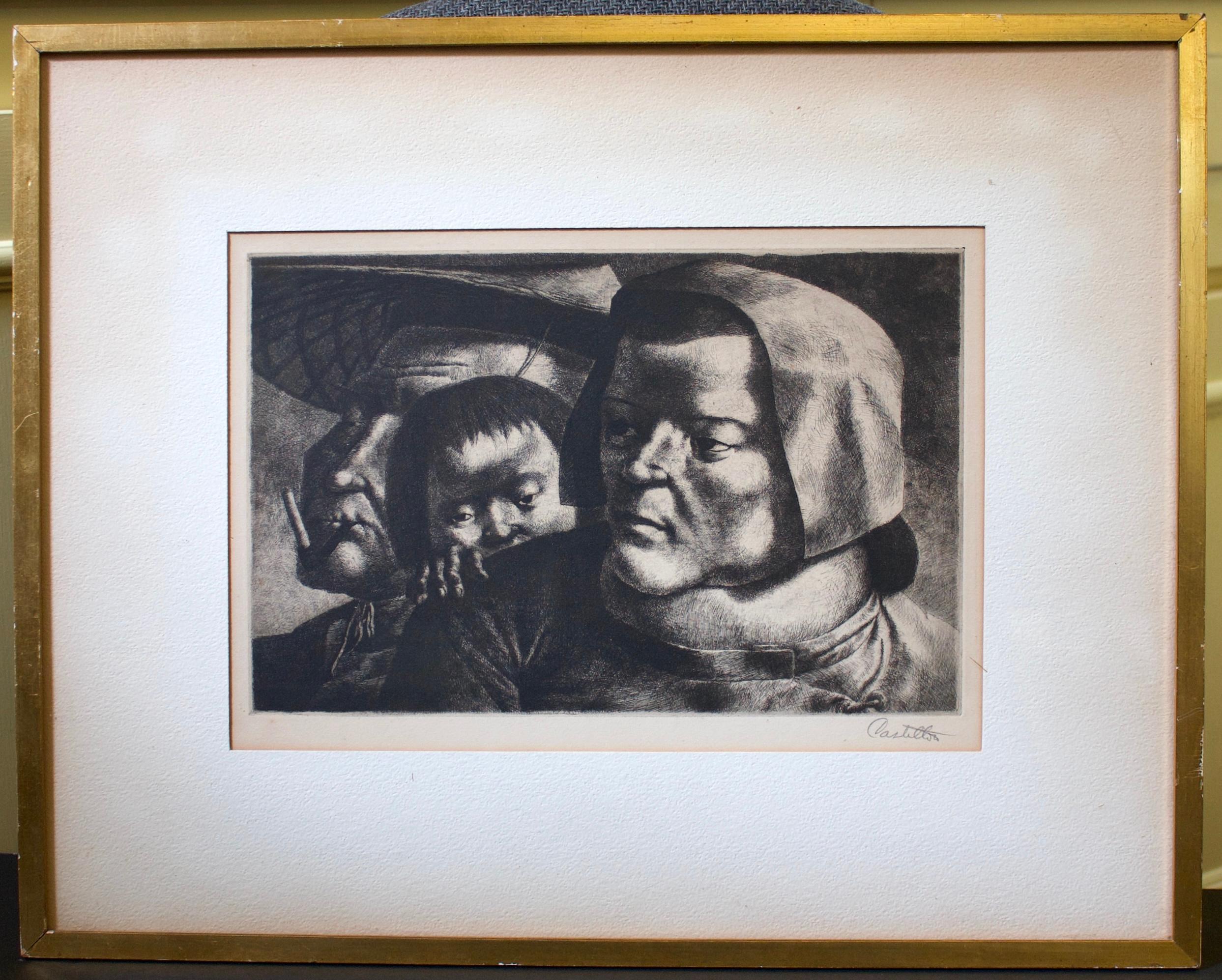 Chinese Family - Print by Federico Castellon
