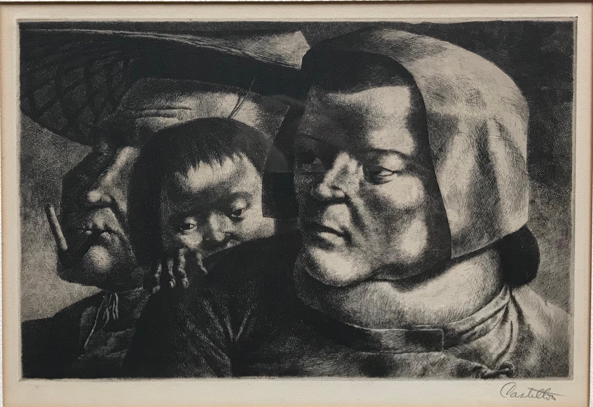 Federico Castellon Figurative Print - Chinese Family