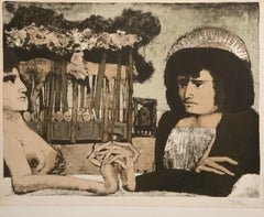 Touching, Surrealist Lithograph by Federico Castellón