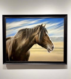 Federico Castelluccio, "American Mustang" Equine Portrait Oil Painting on Canvas