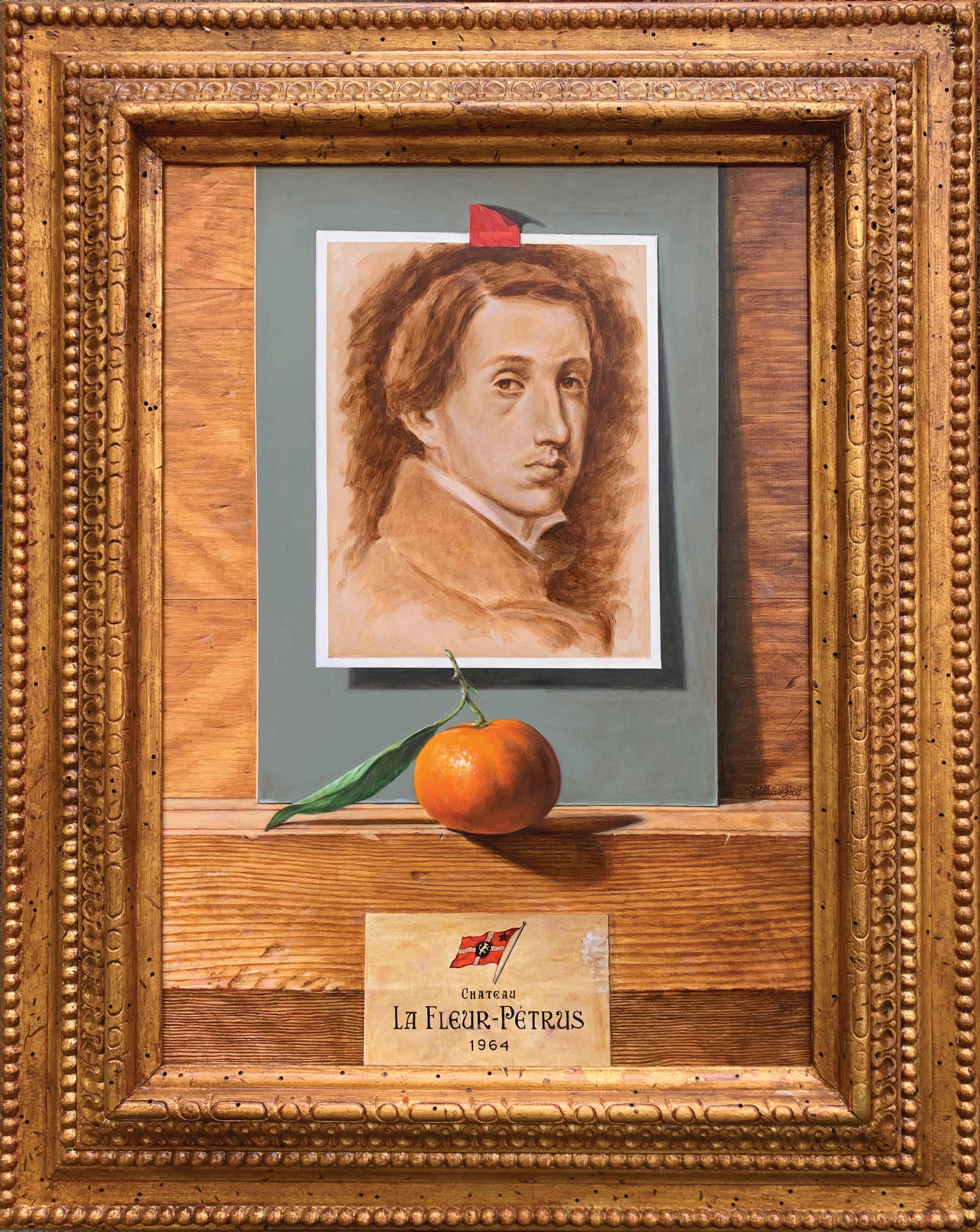 Federico Castelluccio Still-Life Painting - Self Portrait of Degas with Tangerine and Fine Wine
