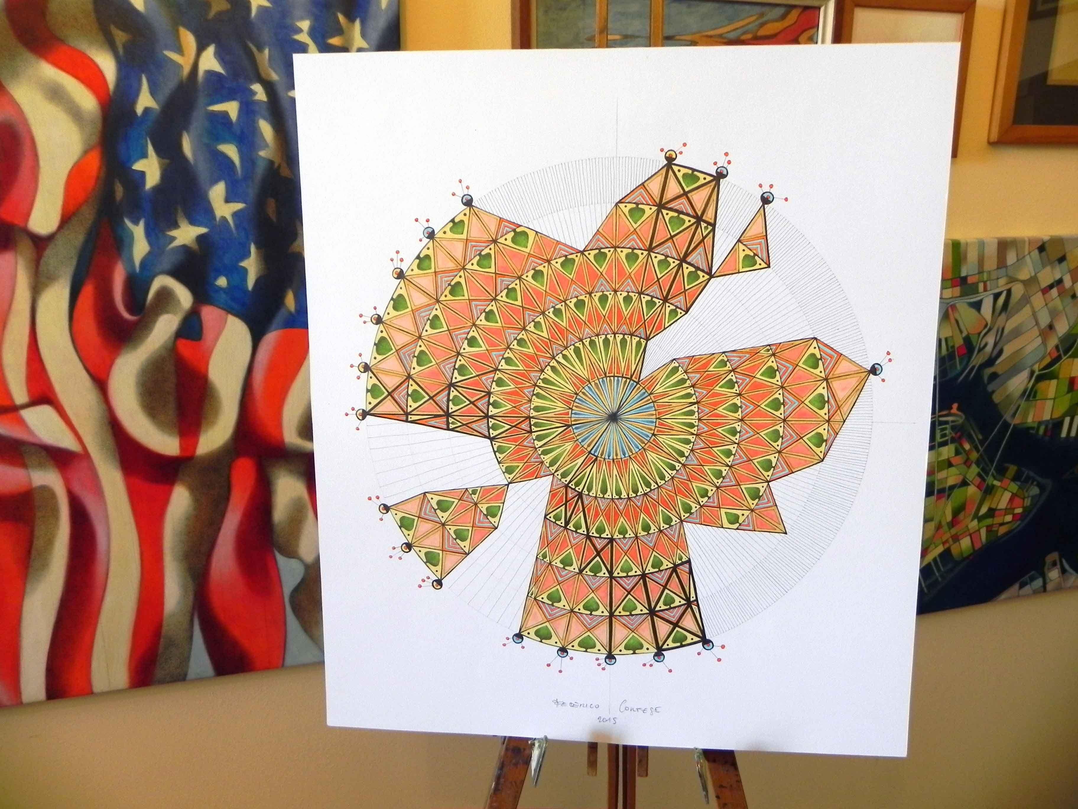 Circular diagram, Mixed Media on Paper For Sale 1