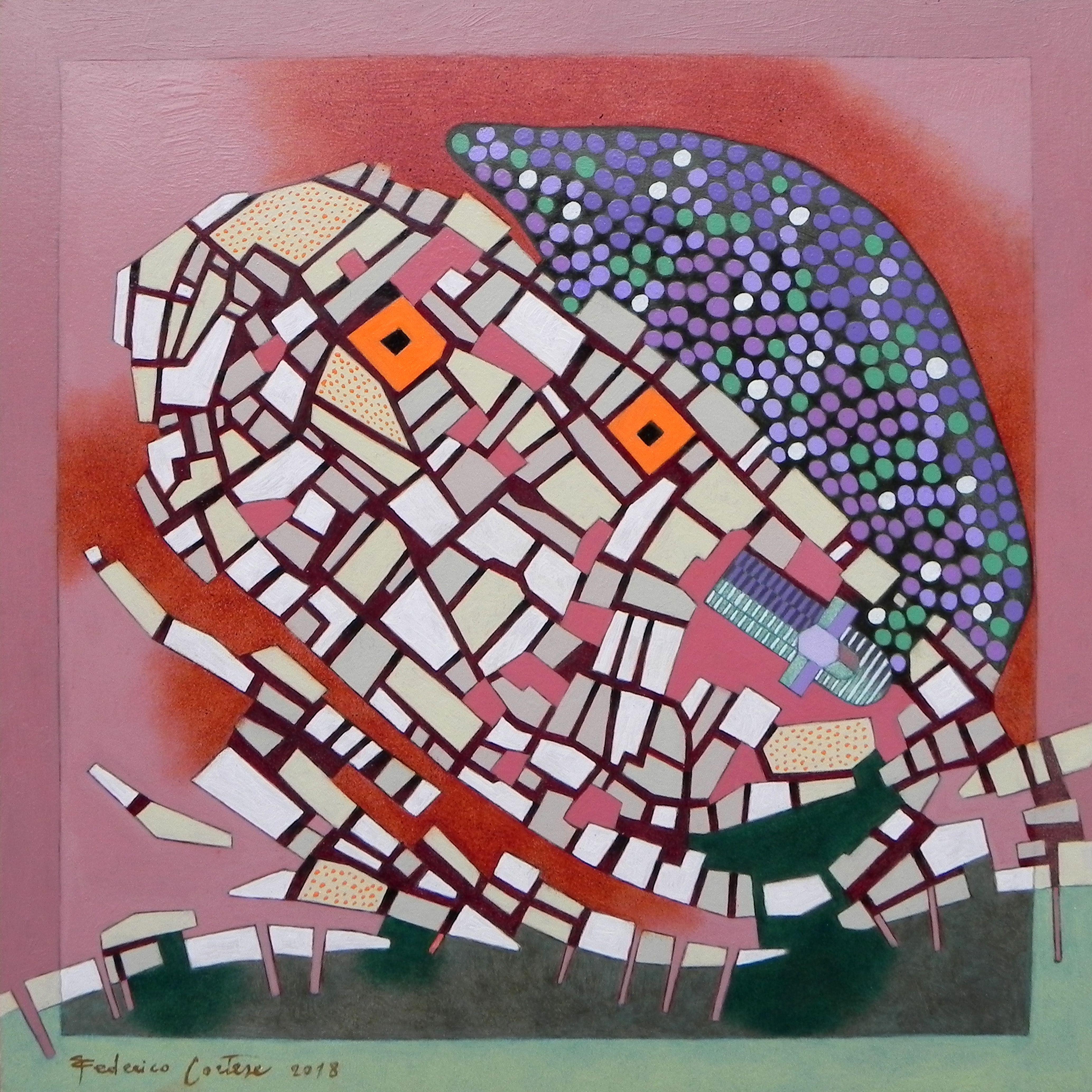 Federico Cortese Abstract Painting - A journey to Italy, Acerenza, Painting, Oil on Paper