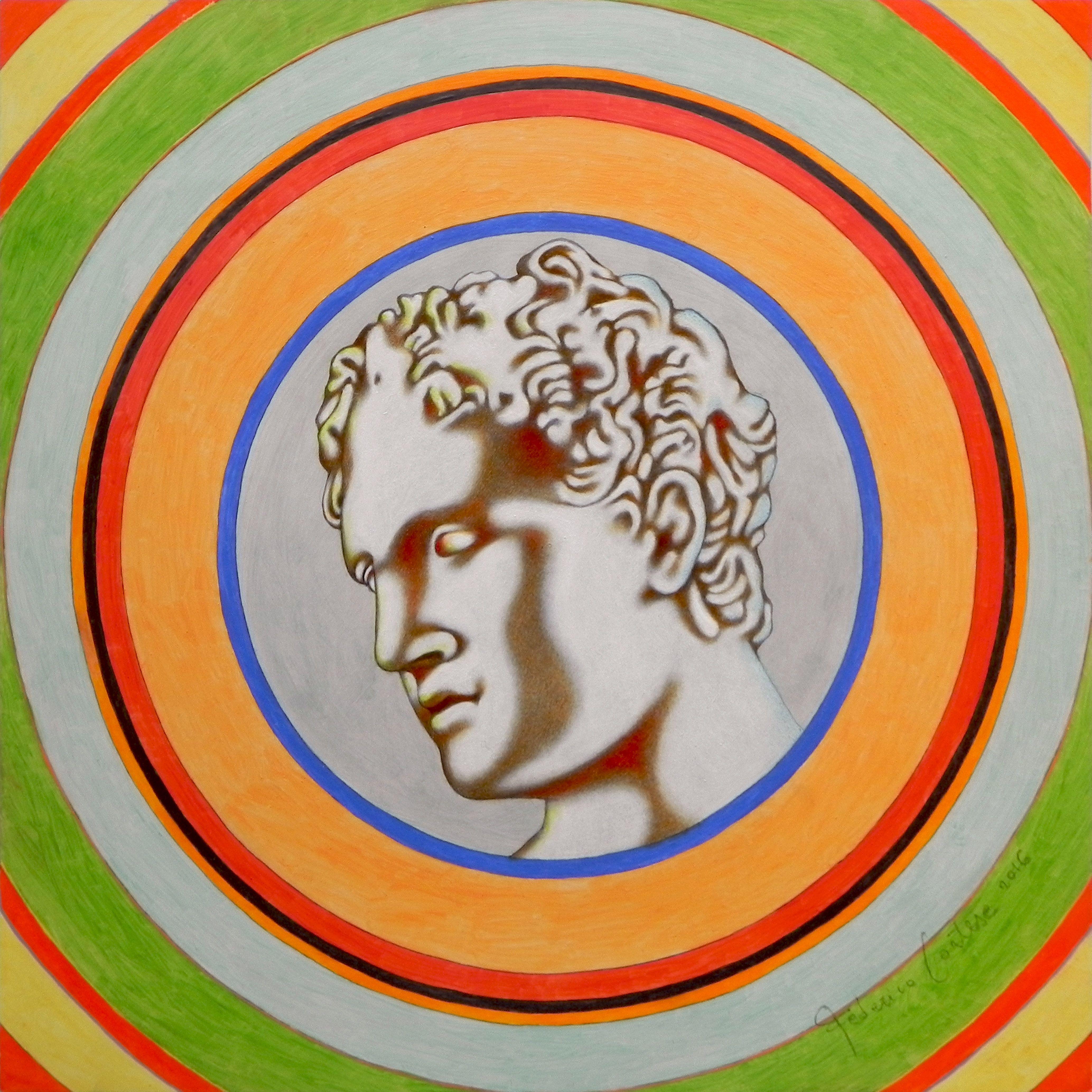 ara ludovisi, Gemälde, Öl auf Papier