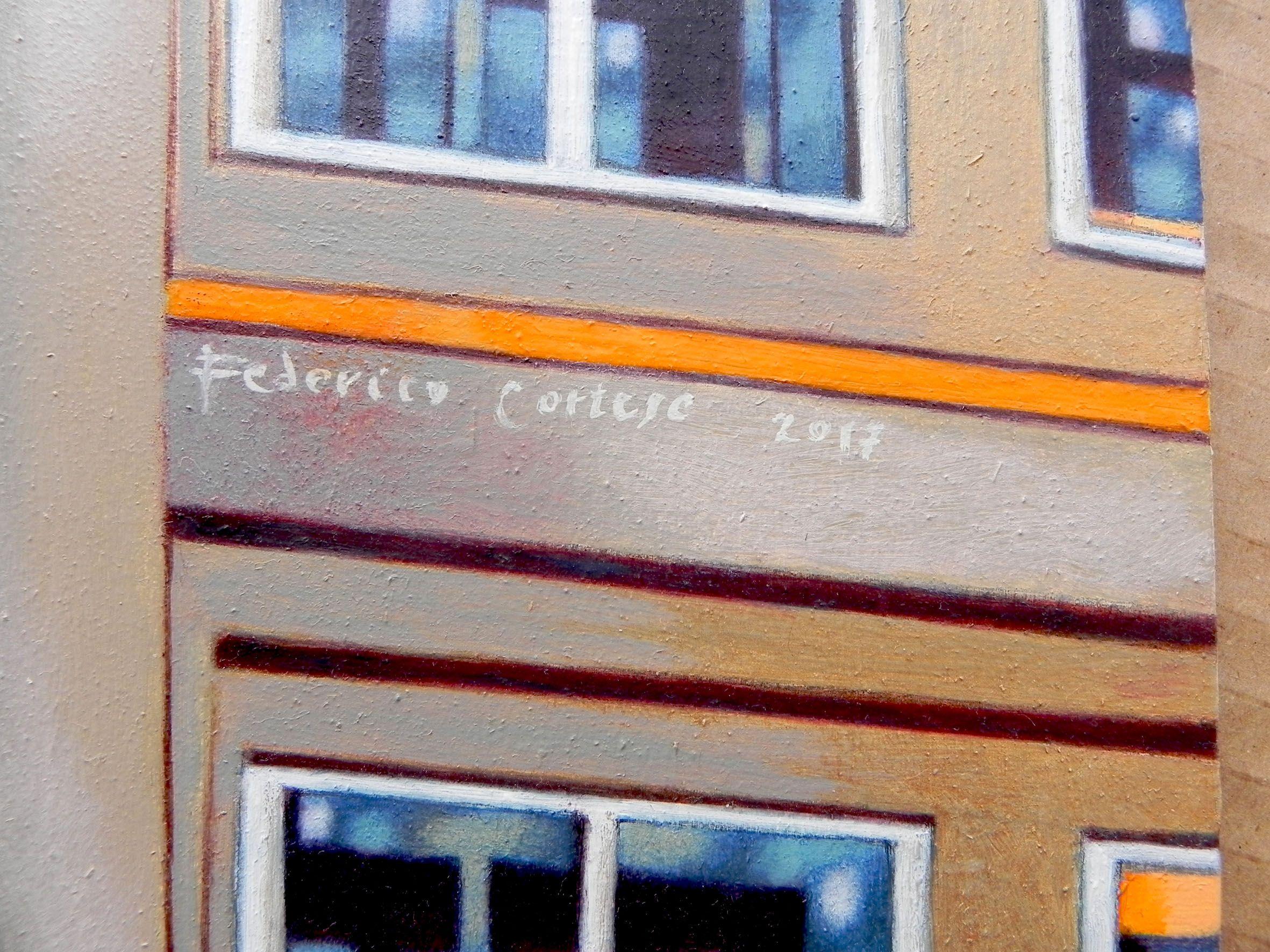 Berlin Alexanderplatz, Painting, Oil on Wood Panel For Sale 1