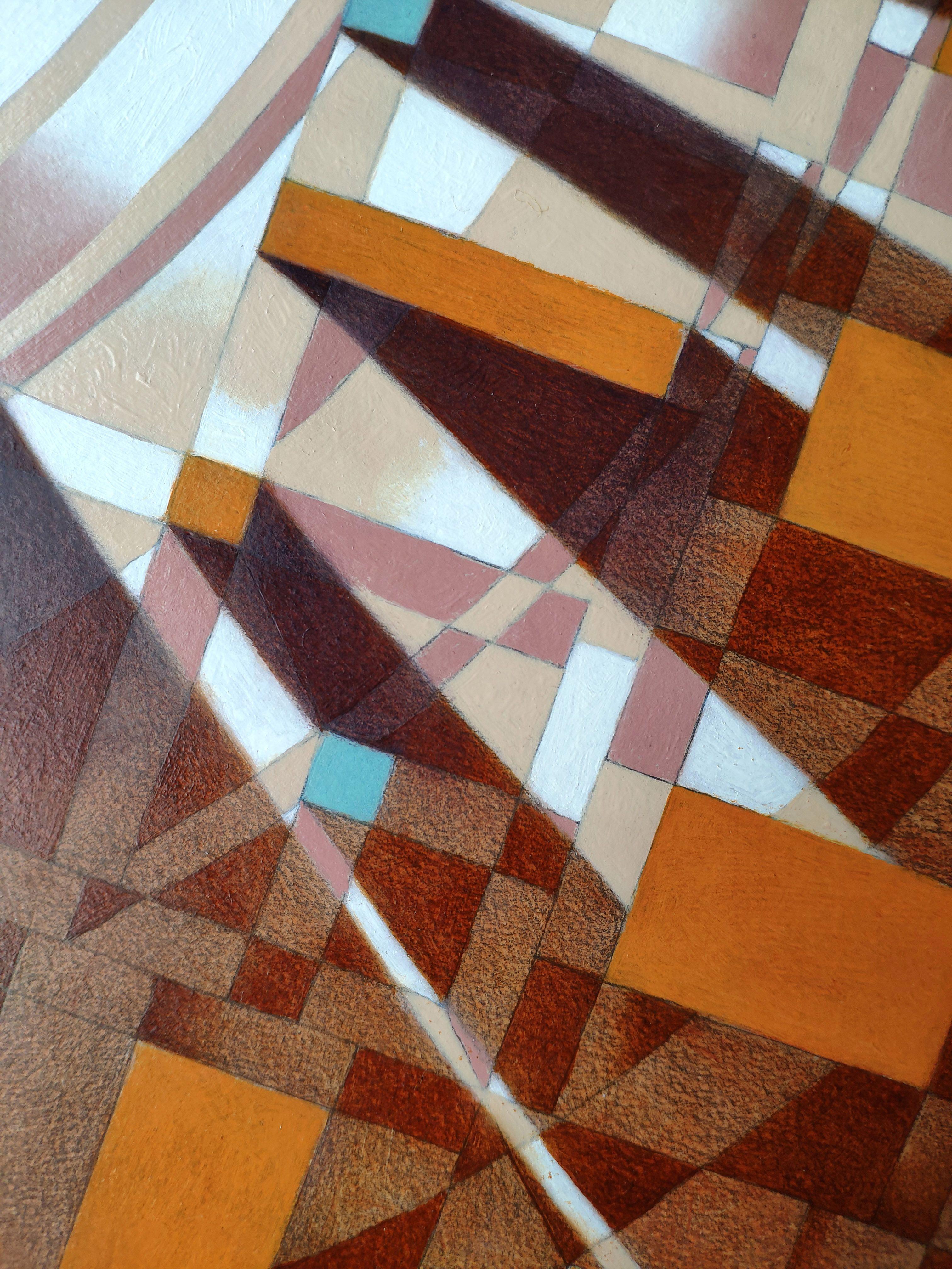 Esplosione numero 4, Pittura, Olio su carta - Abstract Painting Marrone di Federico Cortese