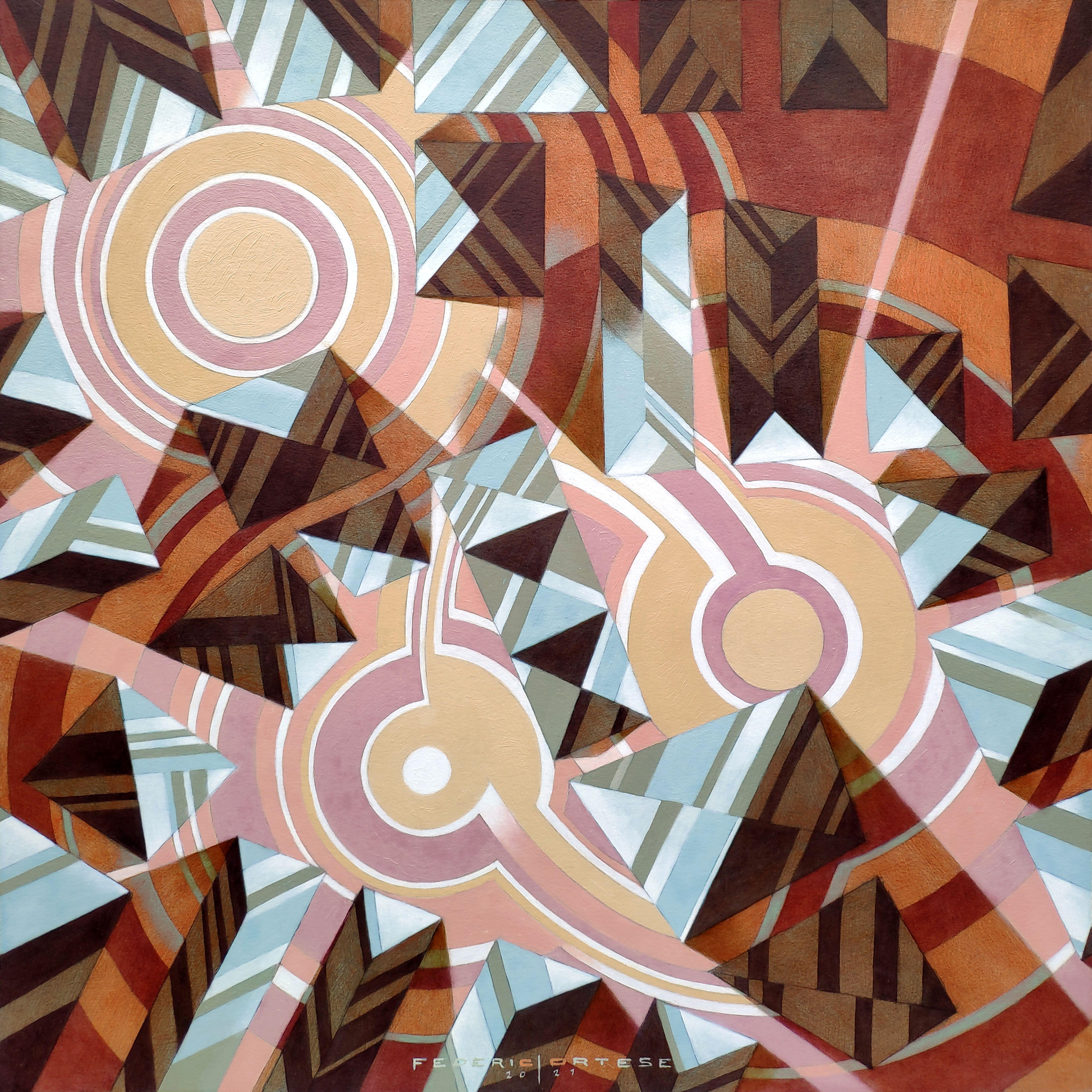 Federico Cortese Abstract Painting – Blastnummer 6, Gemälde, Öl auf Papier