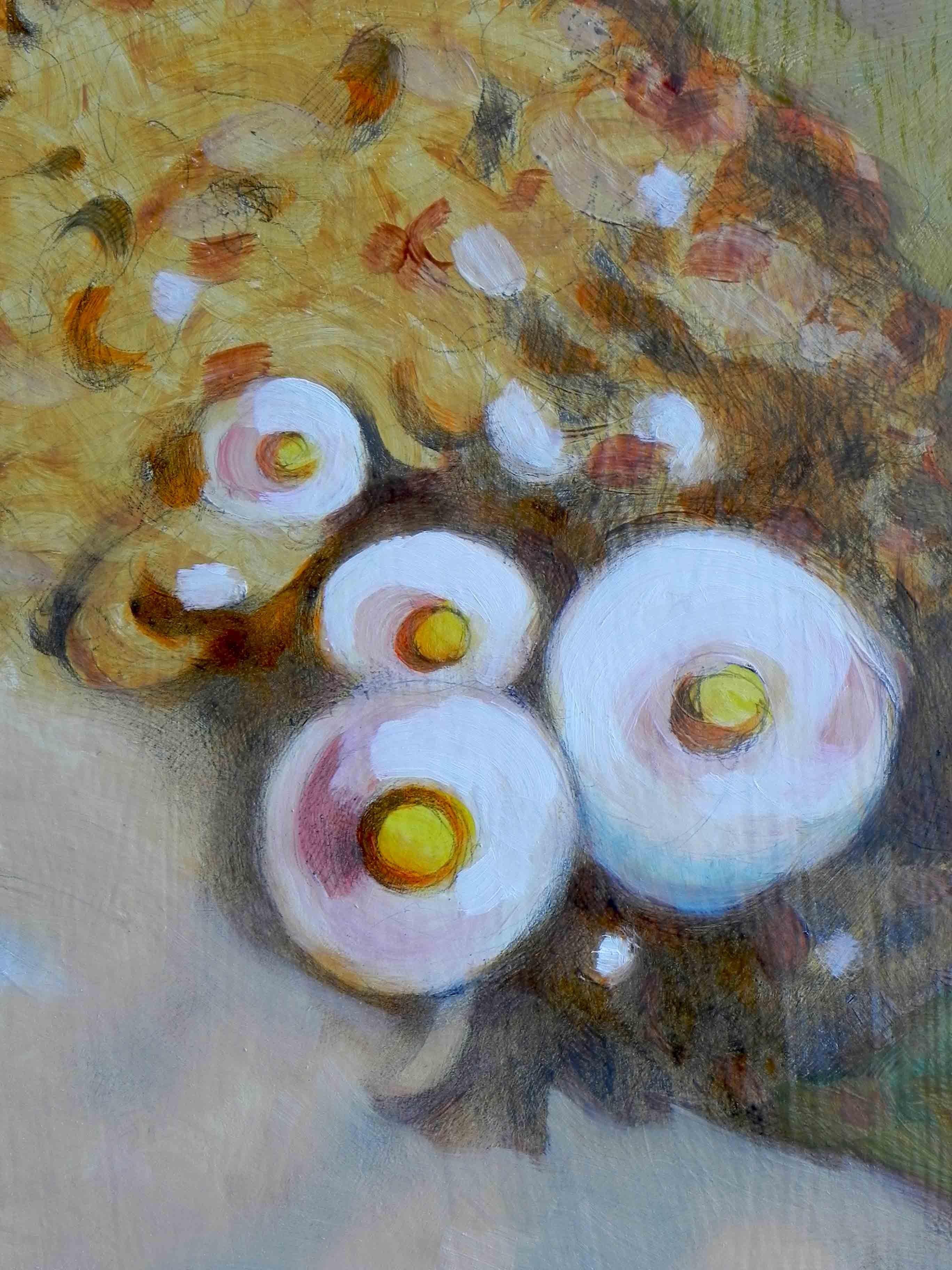 Peinture sur toile, garçon avec des fleurs dans les cheveux en vente 2