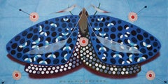 Chromatic butterfly - blue, Painting, Oil on Paper
