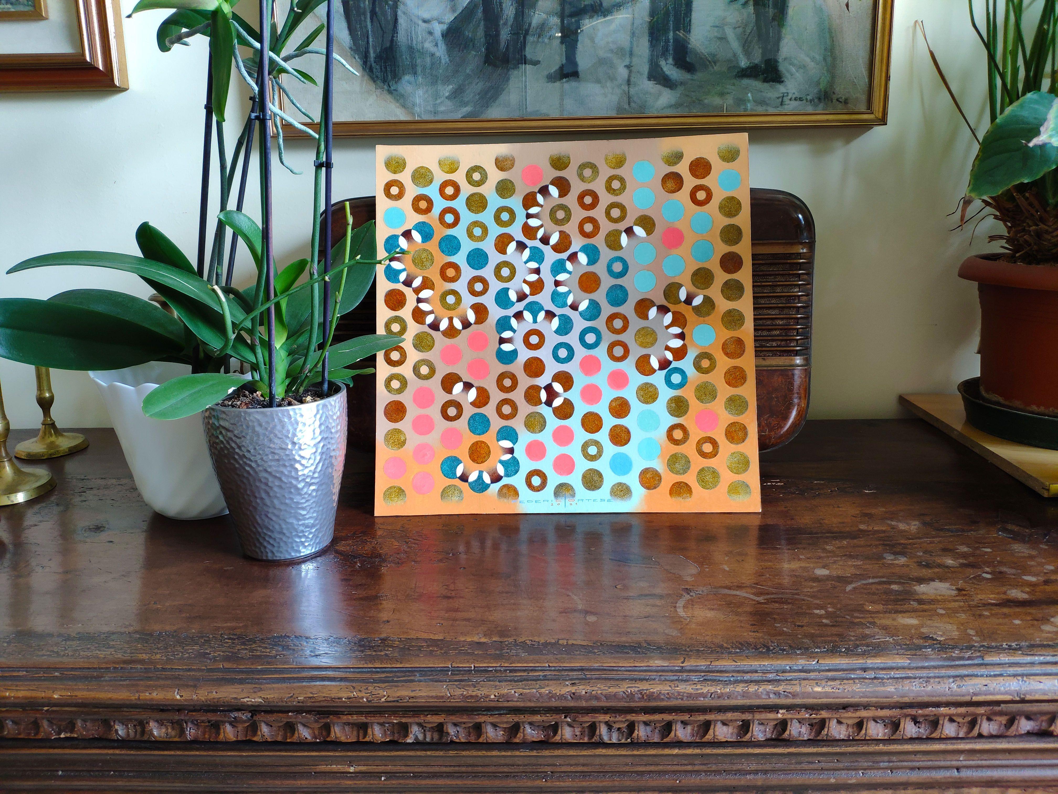 Numero cromatico 6, Pittura, Olio su pannello MDF - Abstract Painting Beige di Federico Cortese
