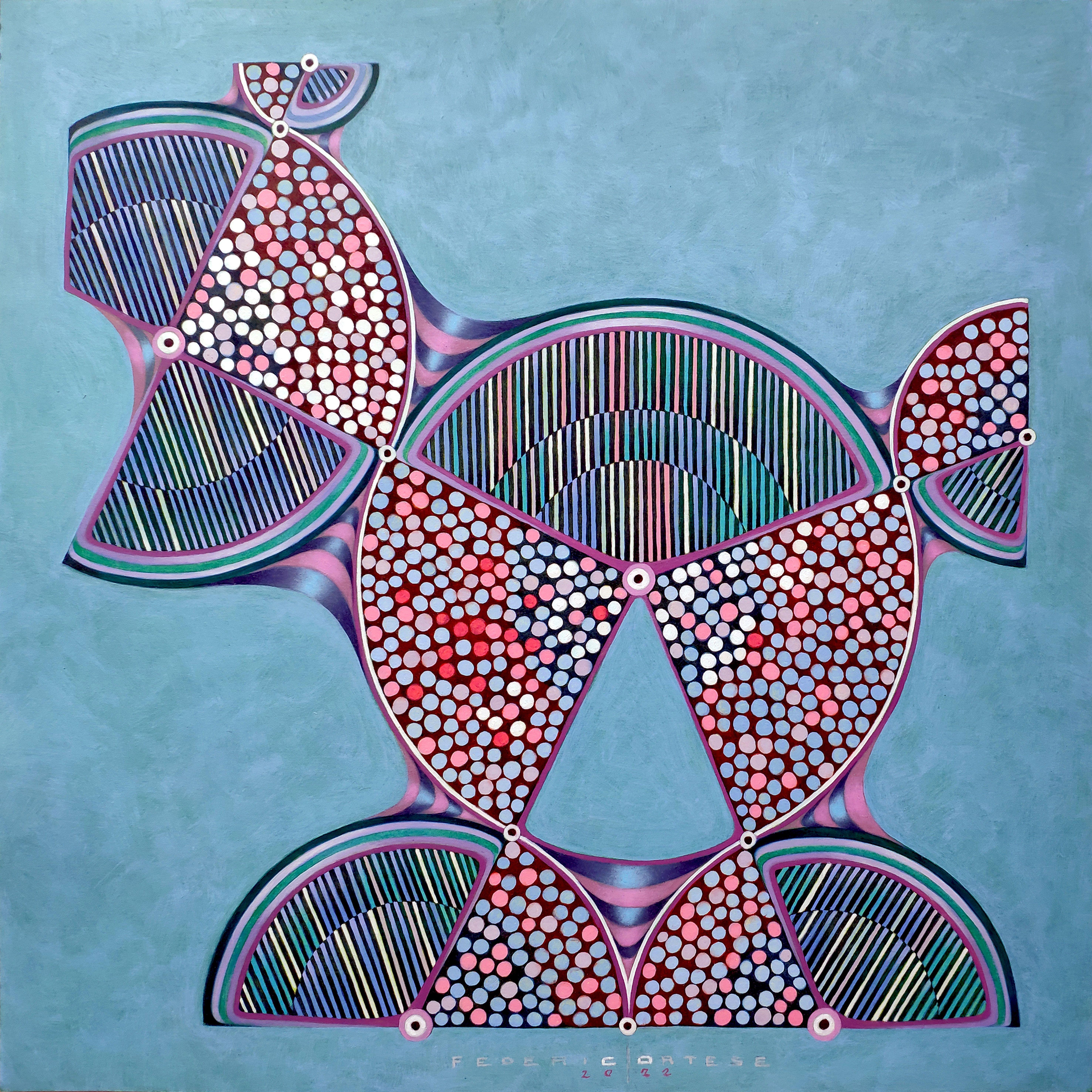 Abstract Painting Federico Cortese - Numéro de constellation 13, peinture, huile sur papier