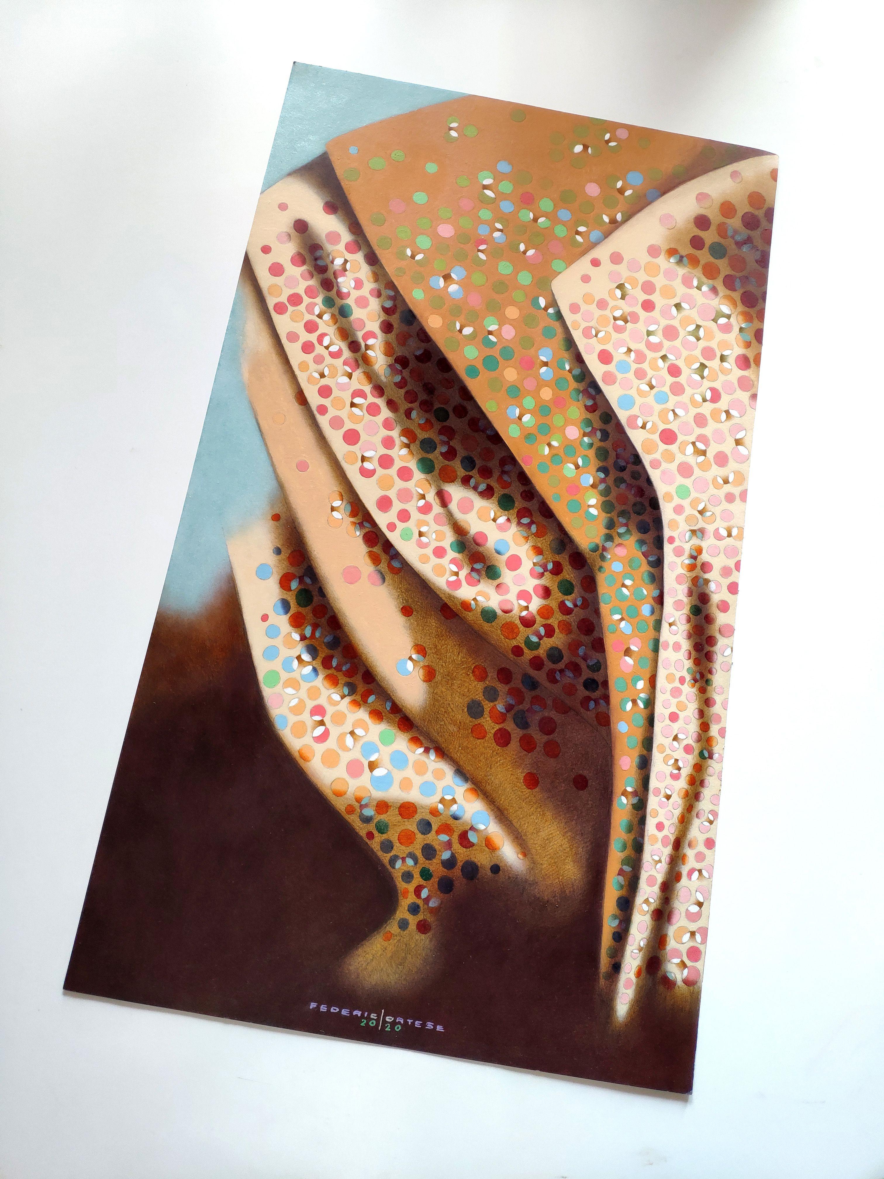 Eine Originalarbeit aus der Serie â€žChromaticâ€œ, Ã-l auf dickem Papier.  40 x 70 cm, 2020.    Die Künstler sind oft einem bestimmten Thema oder Kompositionsschema so sehr verhaftet, dass es fast zu einer Obsession wird, zu ihrer persönlichen und