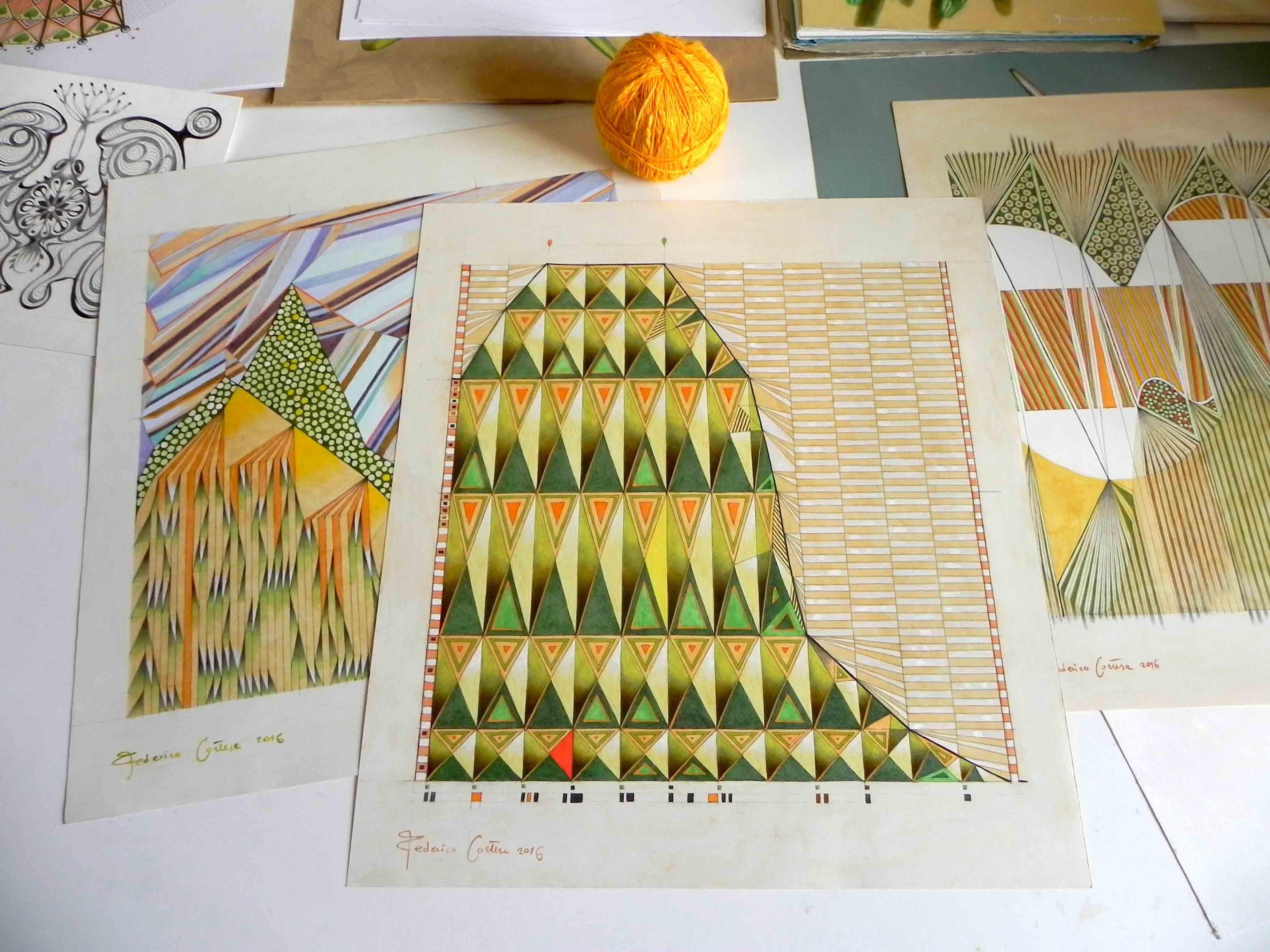diagramma, Pittura, Olio su carta - Painting di Federico Cortese