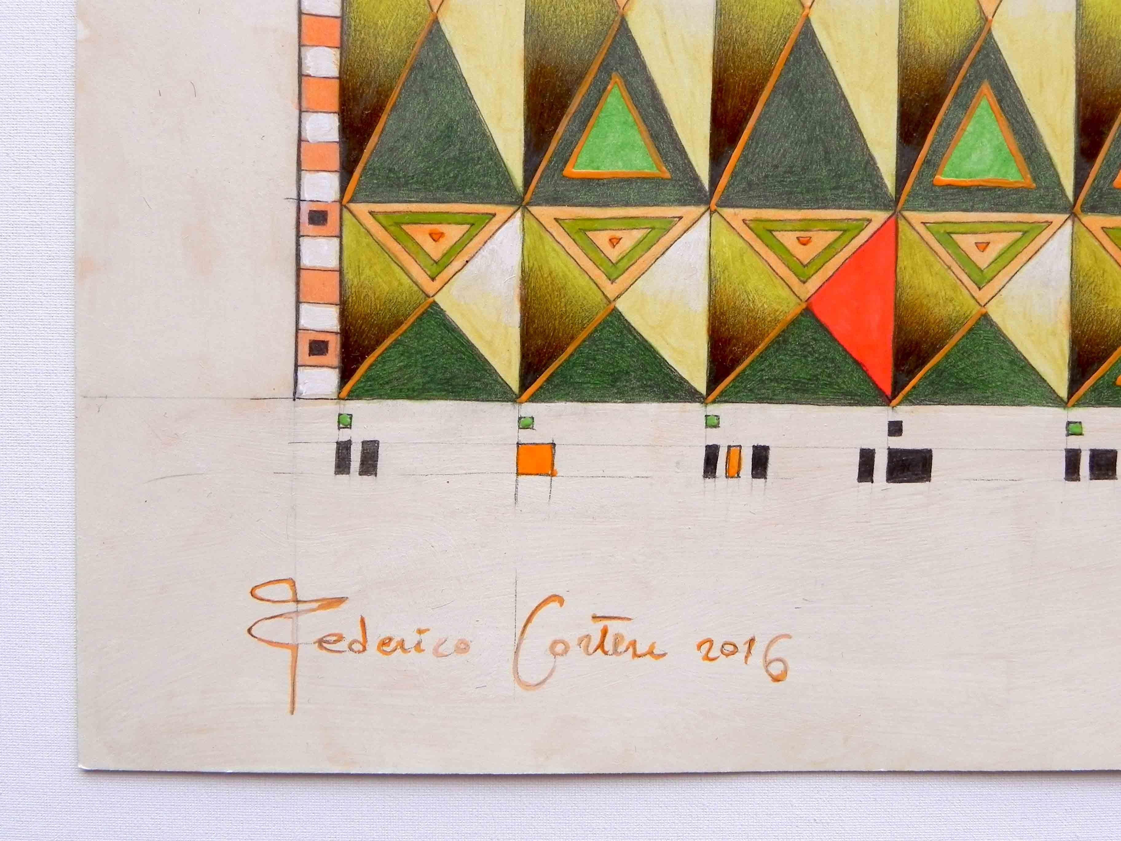 diagramma, Pittura, Olio su carta - Painting Astratto di Federico Cortese