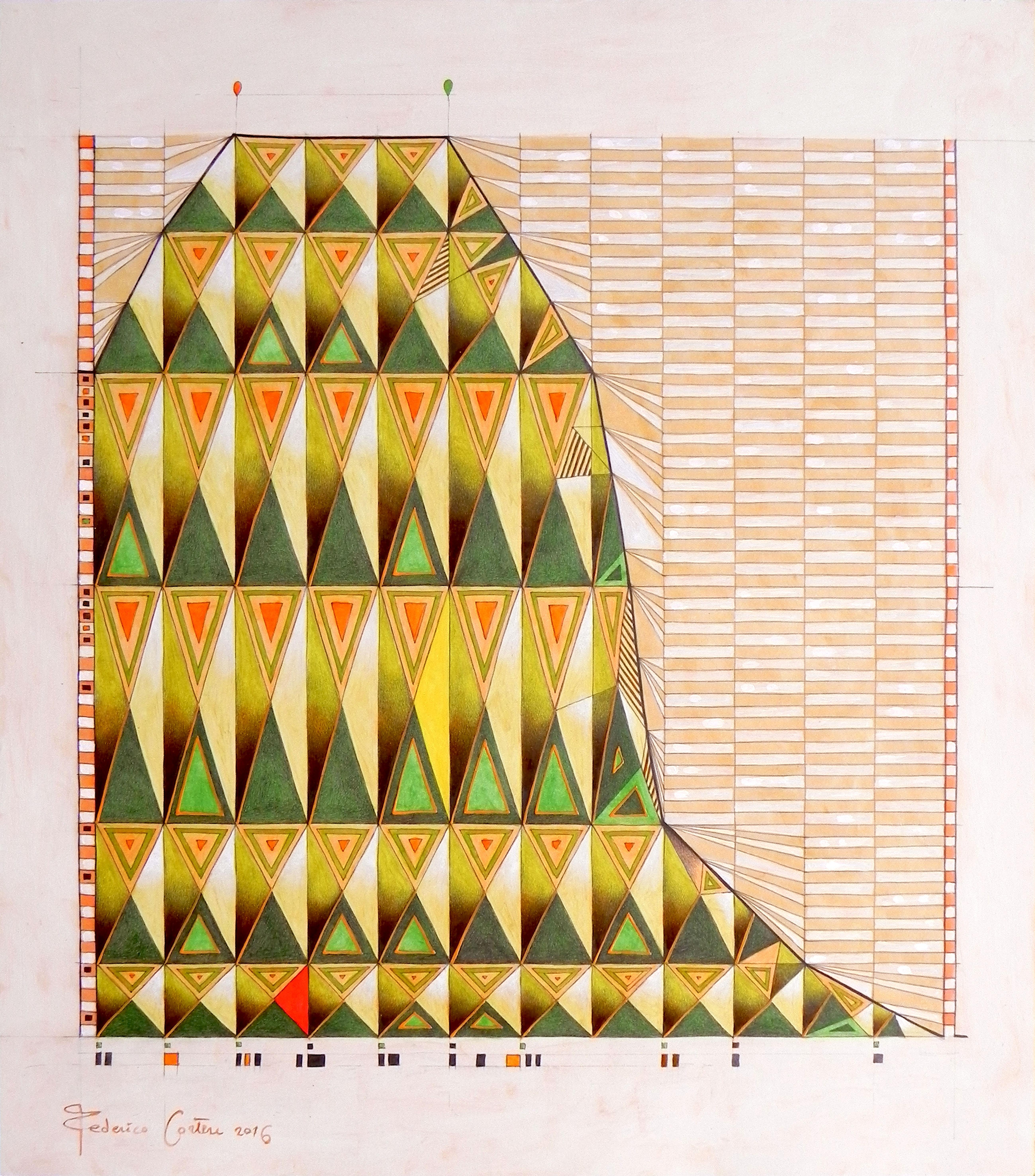 Abstract Painting di Federico Cortese - diagramma, Pittura, Olio su carta