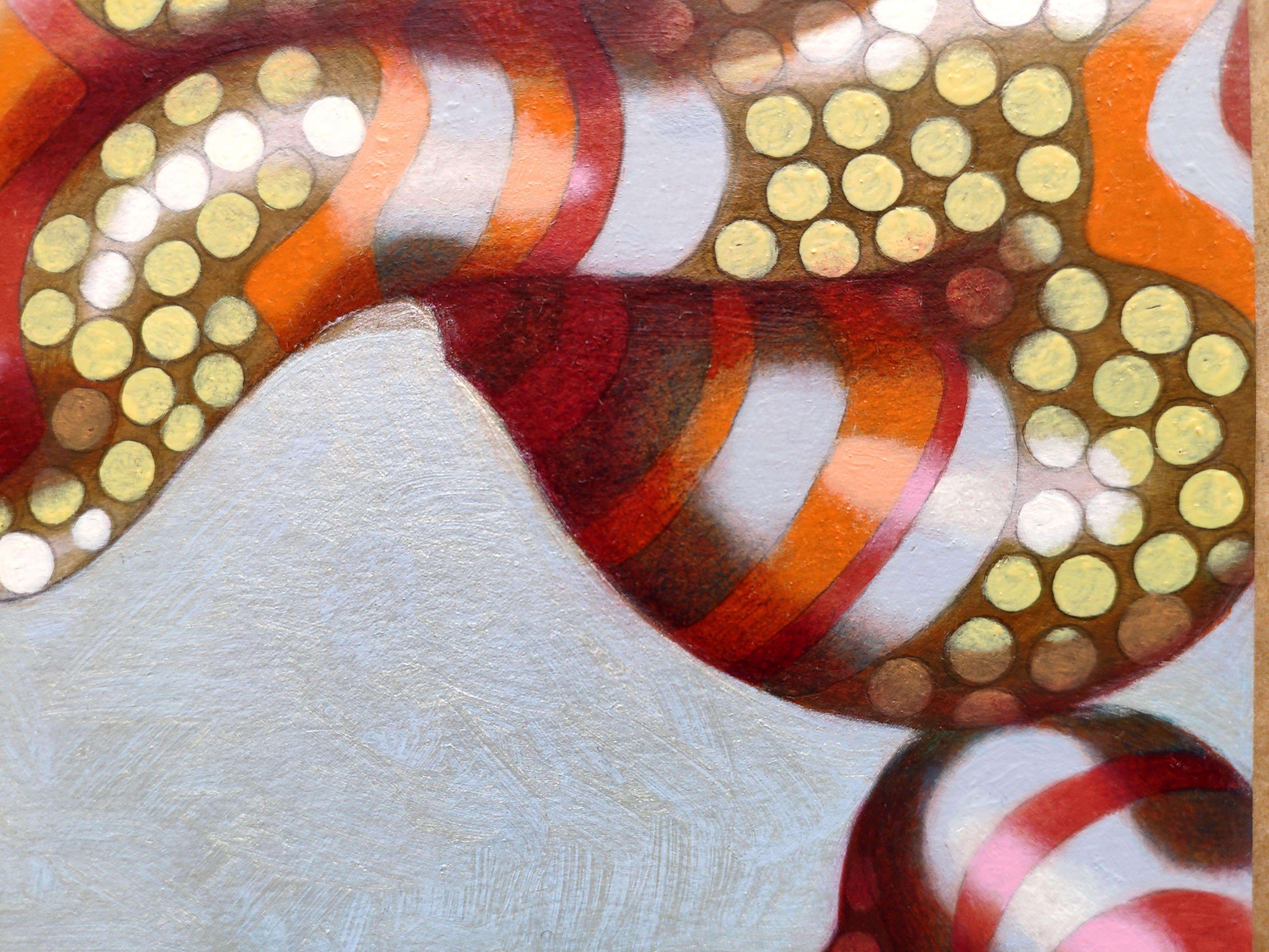 Öl auf dickem Papier, 30 x 50 cm, 2022.     Jedes Mal, wenn ich von einer Reise oder einem Urlaub nach Hause komme, finde ich unter den Fotos, die ich gemacht habe, einige Fahnen. Besonders fasziniert bin ich von den vom Wind bewegten Fahnen, bei