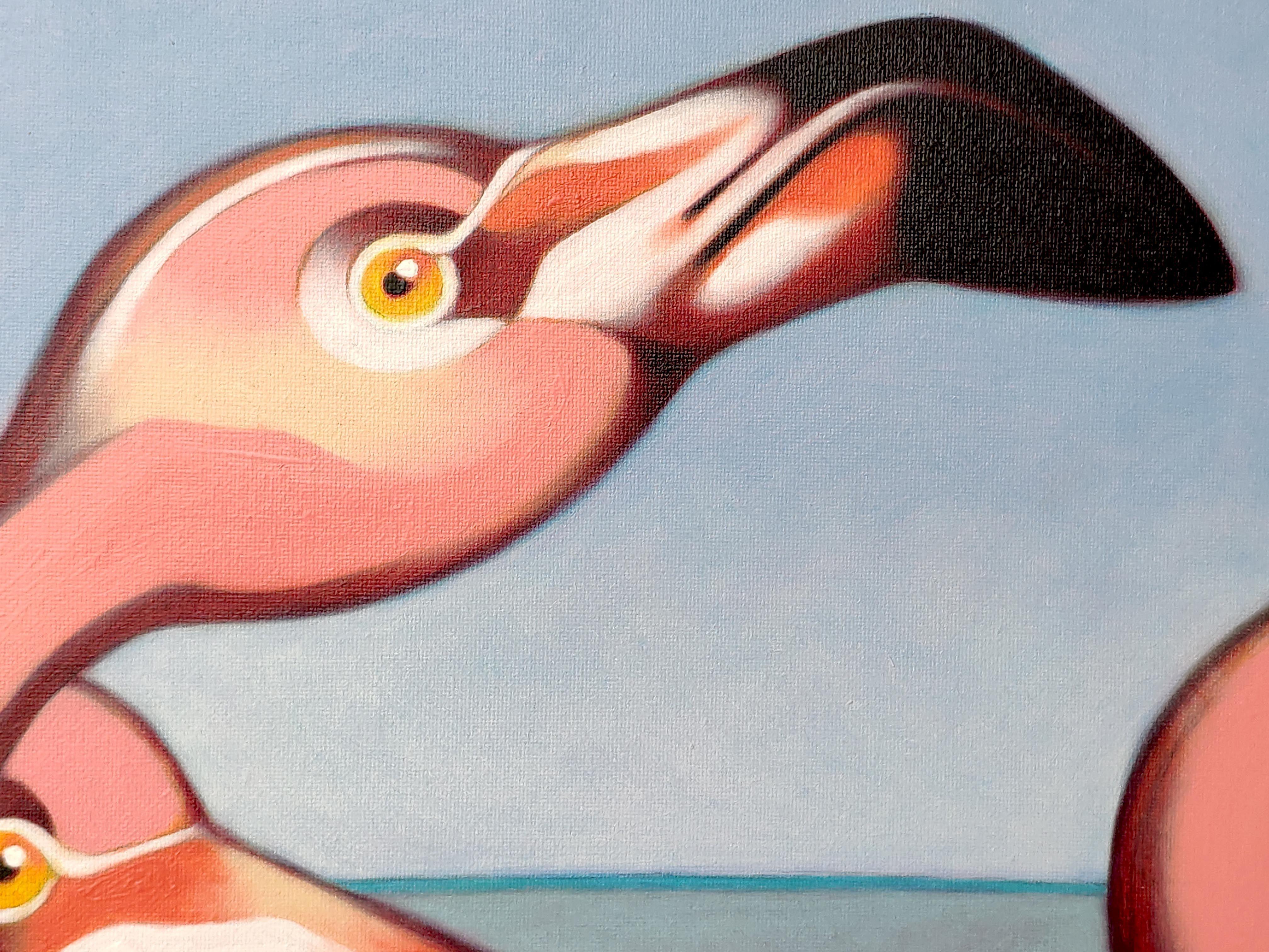 Flamingos, Painting, Oil on Canvas For Sale 2
