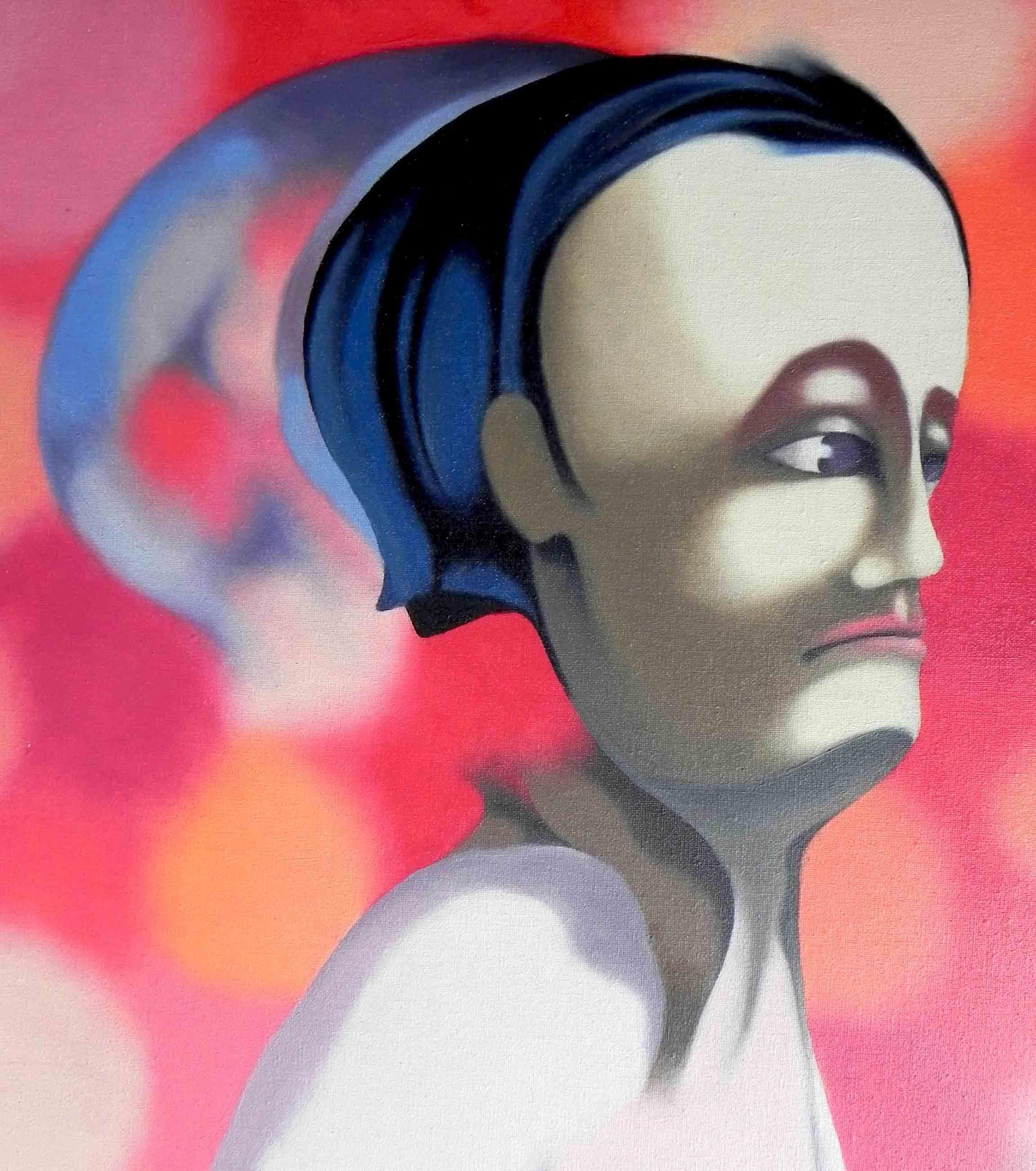Olio su tela, 1994,  100 x 60 cm.     Un uomo cammina, nota qualcosa mentre sta andando, poi prosegue. I tre scatti, posti uno accanto all'altro e parzialmente sovrapposti, non ci dicono cosa ha visto, ma ci dicono qualcosa. Attraverso l'occhio