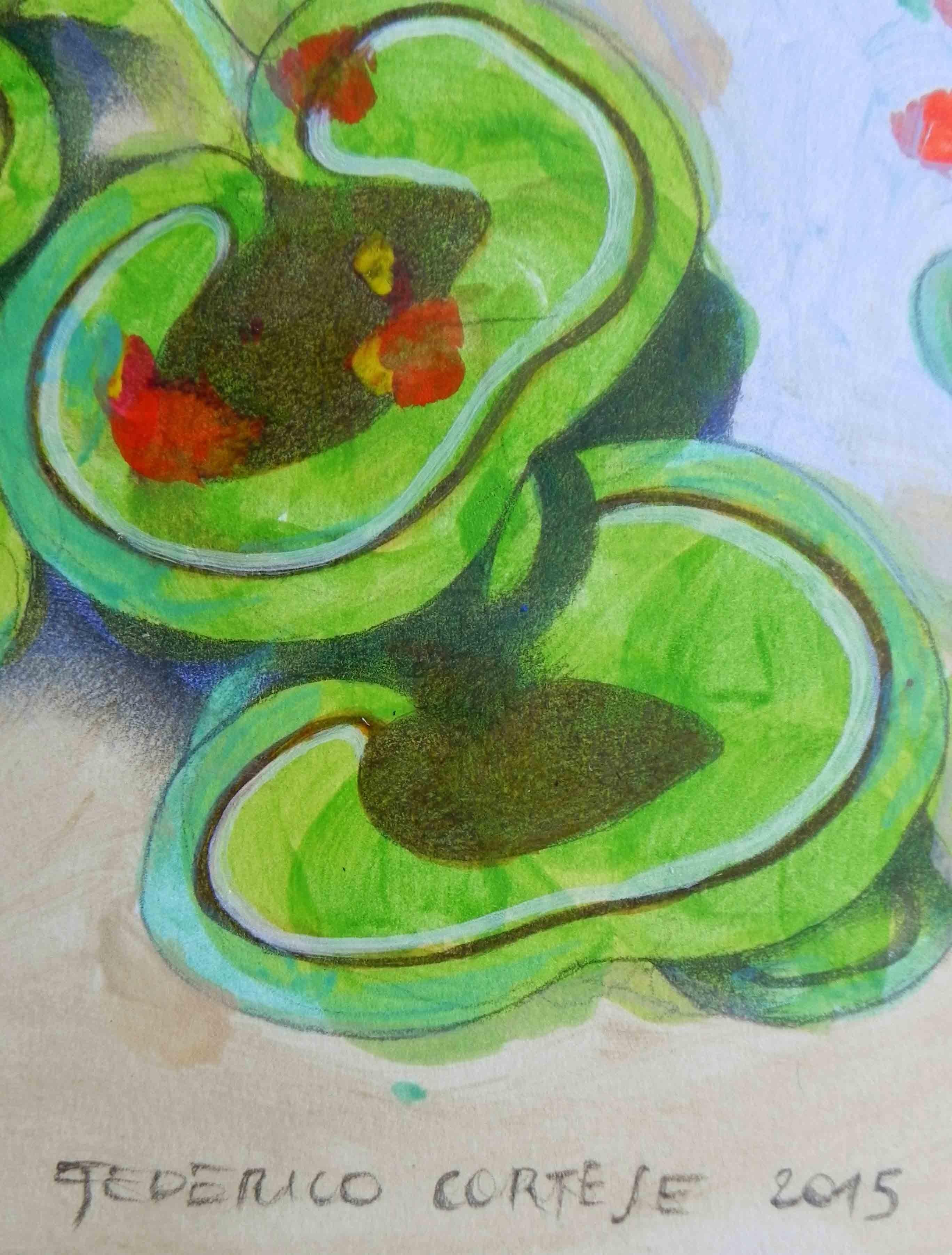 geraniums, Painting, Oil on Paper For Sale 3