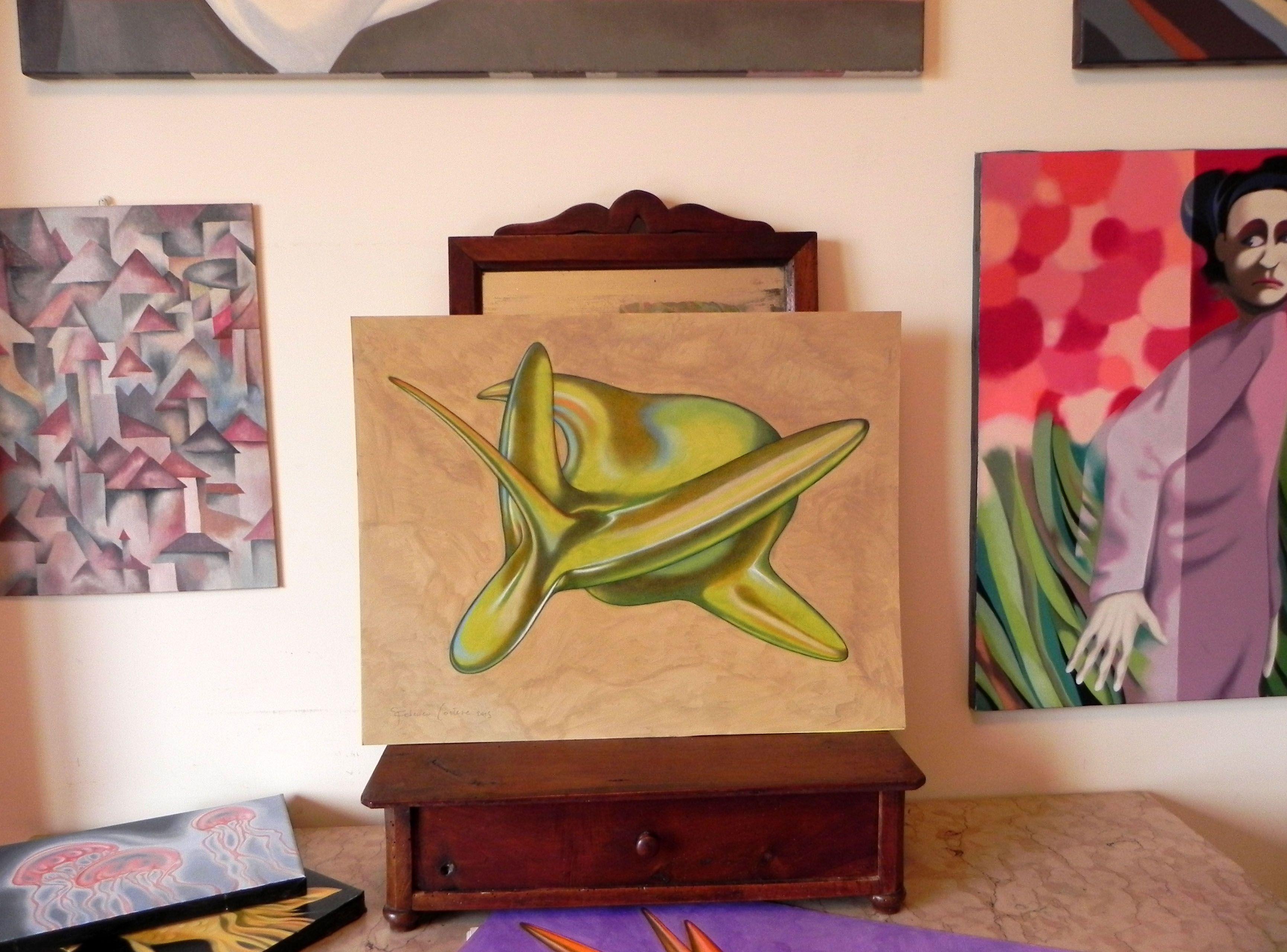 Greene & Greene, Pittura, Olio su carta - Abstract Painting Marrone di Federico Cortese