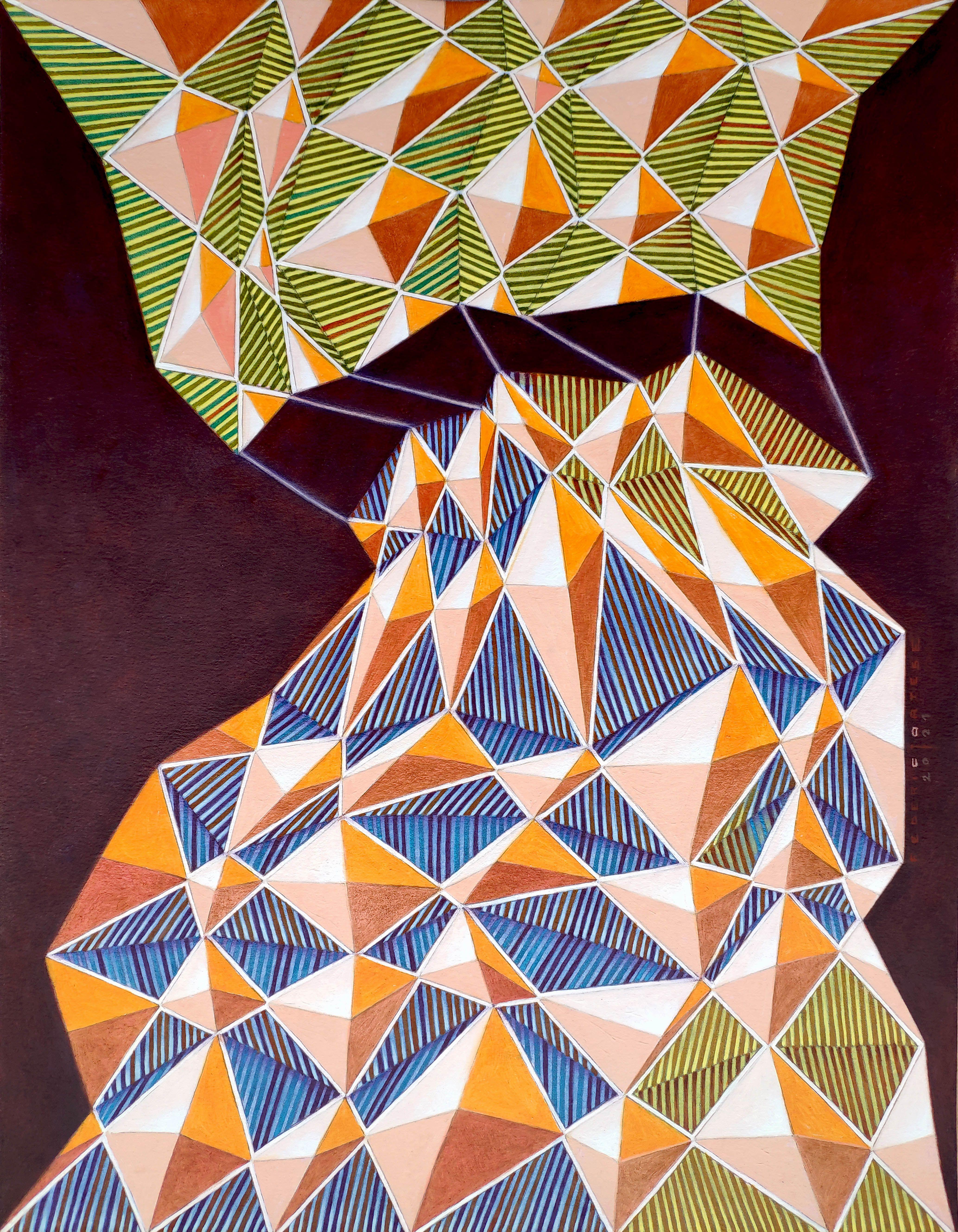 Abstract Painting de Federico Cortese - Cuadrícula número 4, Pintura, Óleo sobre papel
