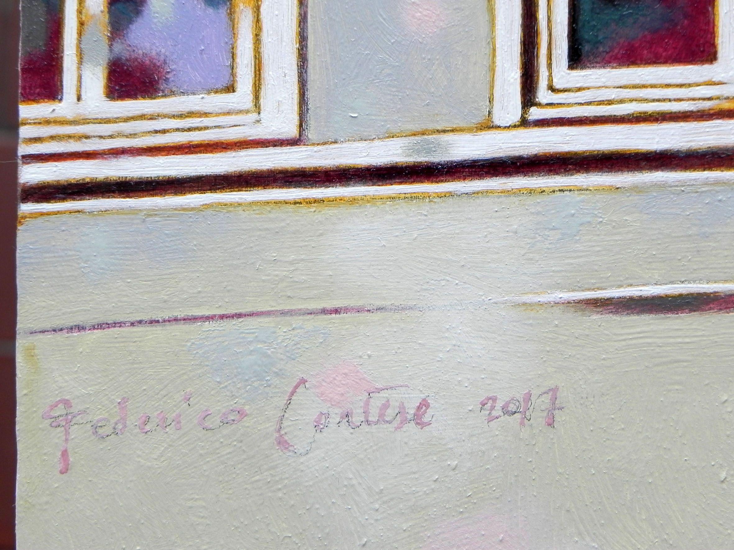 Kultorvet, Copenaghen, Pittura, Olio su pannello di Wood - Painting Altro stile artistico di Federico Cortese