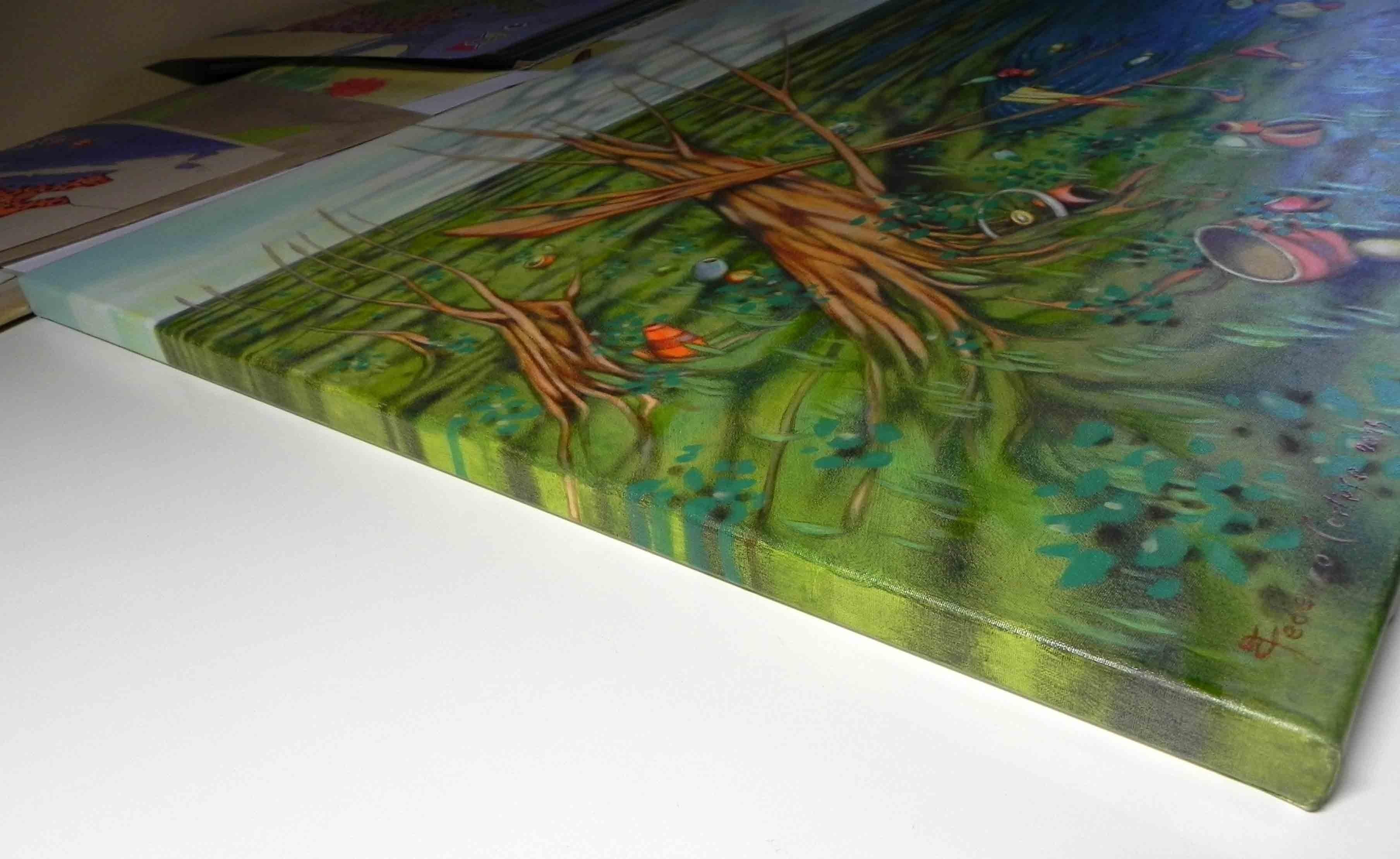 landscape with garbage, Painting, Oil on Canvas For Sale 4