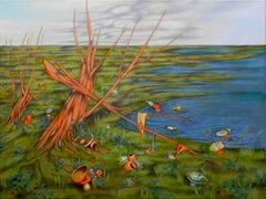 landscape with garbage, Painting, Oil on Canvas