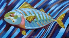 Little fish, Painting, Oil on Wood Panel