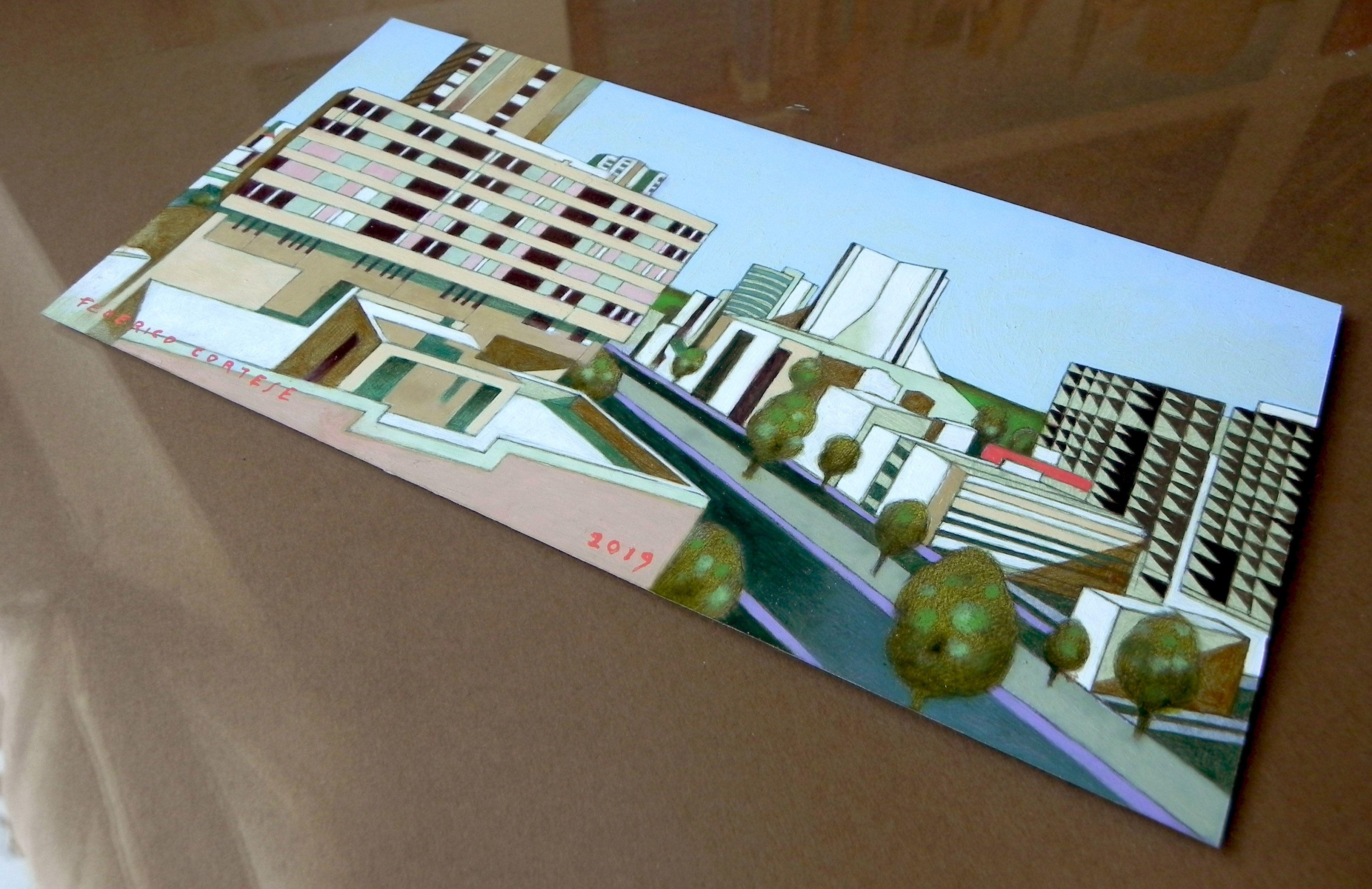 Little view of San Francisco, Painting, Oil on Paper For Sale 4