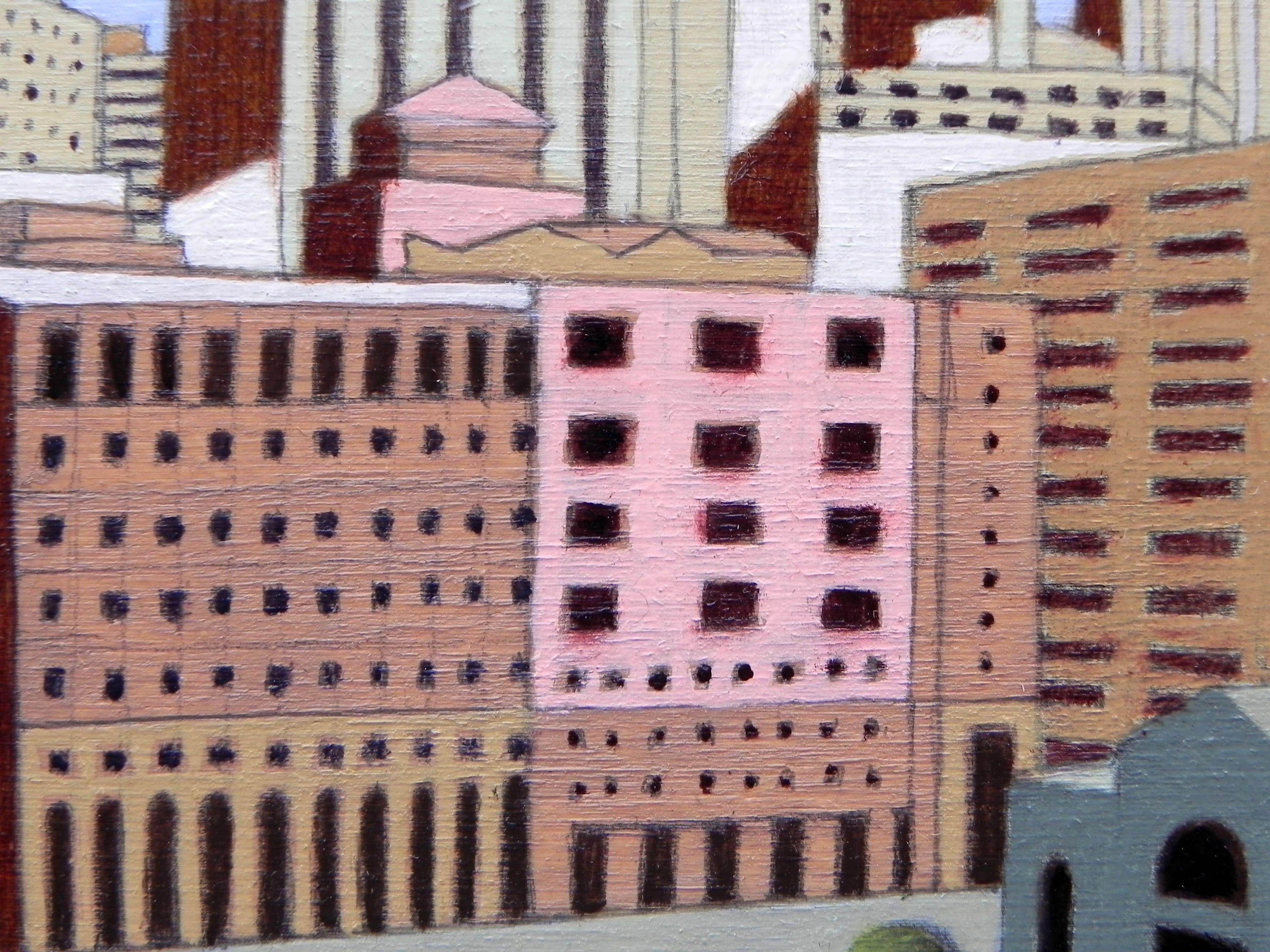 Little view of San Francisco, Painting, Oil on Wood Panel For Sale 1