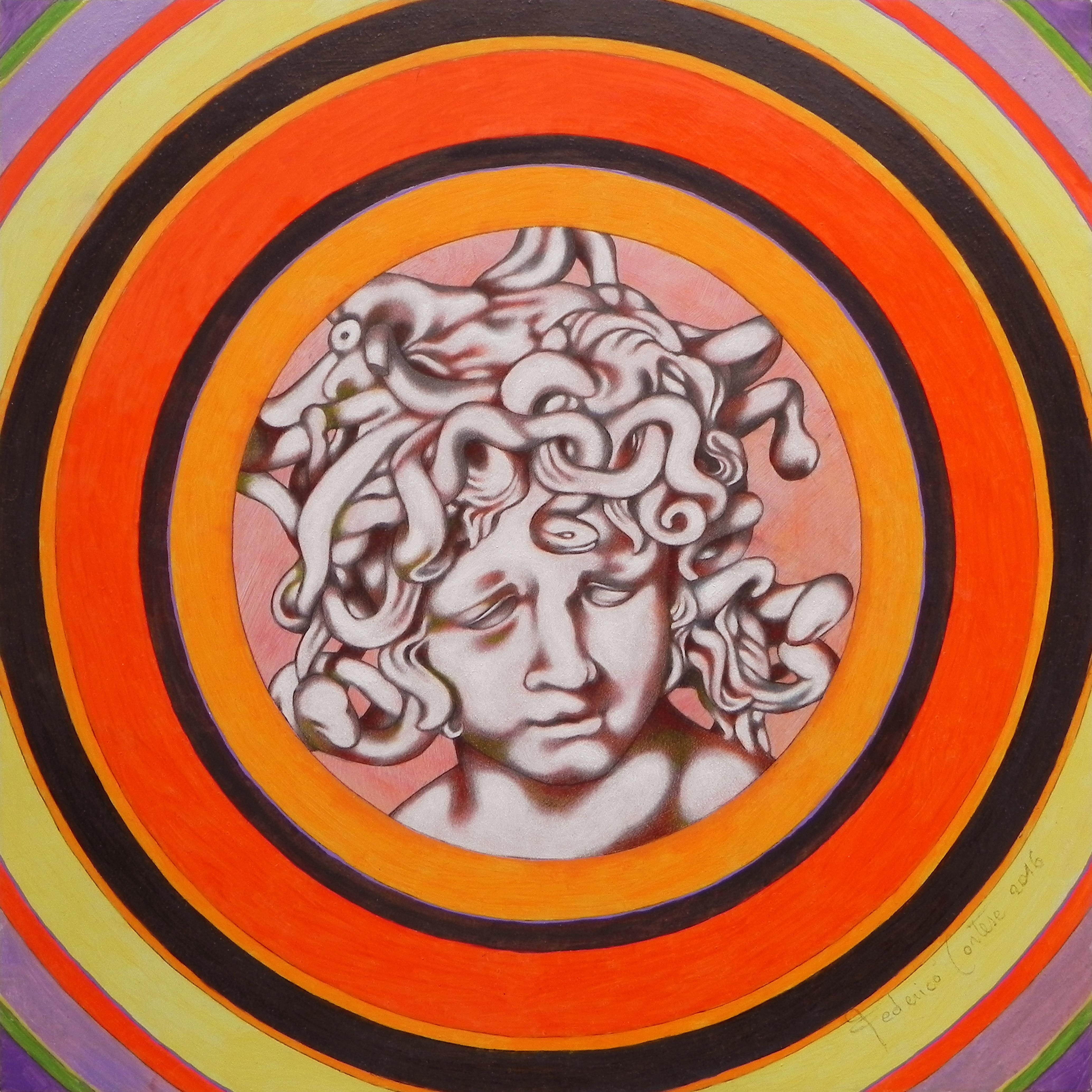 Medusa del Bernini, Painting, Oil on Paper