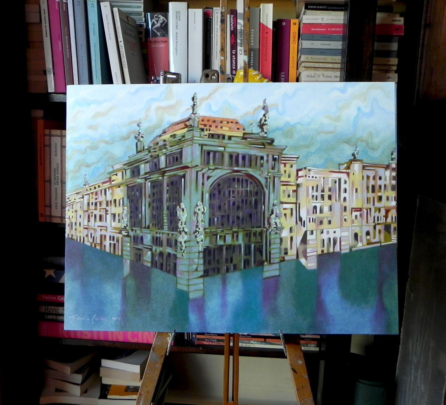 memory of Saint Peterburg, Nevskji Prospekrt, Painting, Oil on Paper For Sale 4