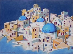 Memory of Santorini, Painting, Oil on Paper