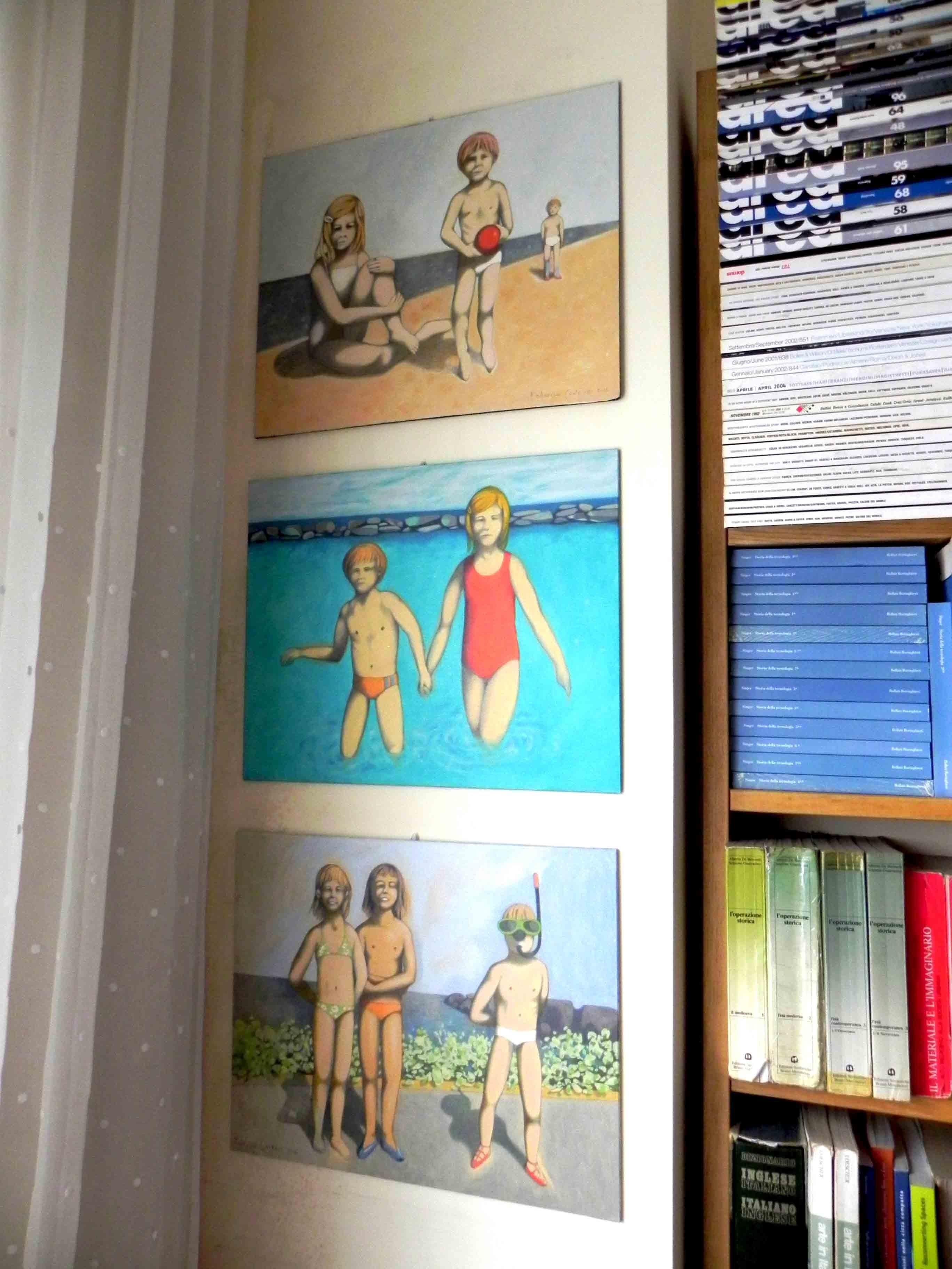 Meine Schwester und ich, Gemälde, Öl auf Leinwand im Angebot 2