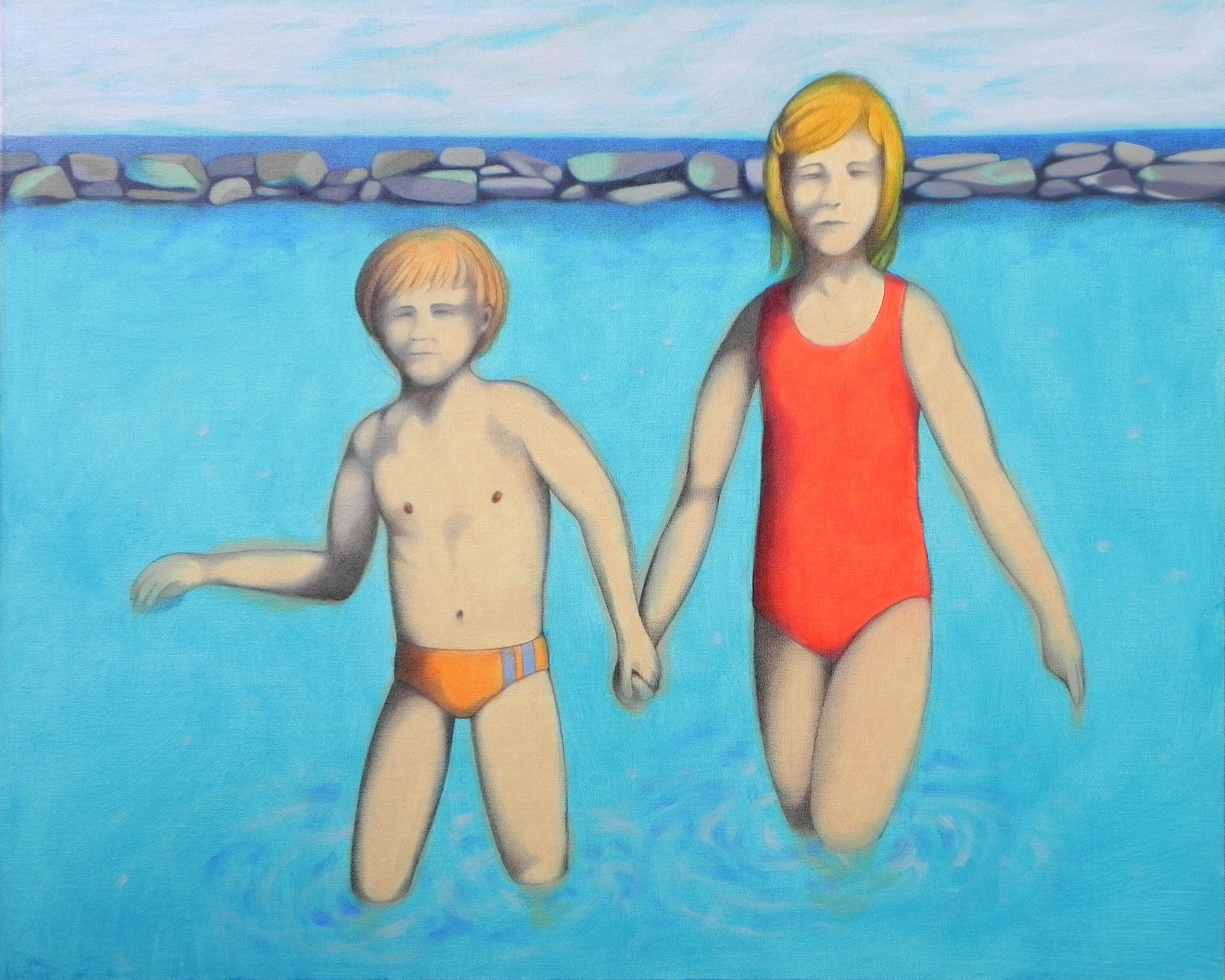 Meine Schwester und ich, Gemälde, Öl auf Leinwand