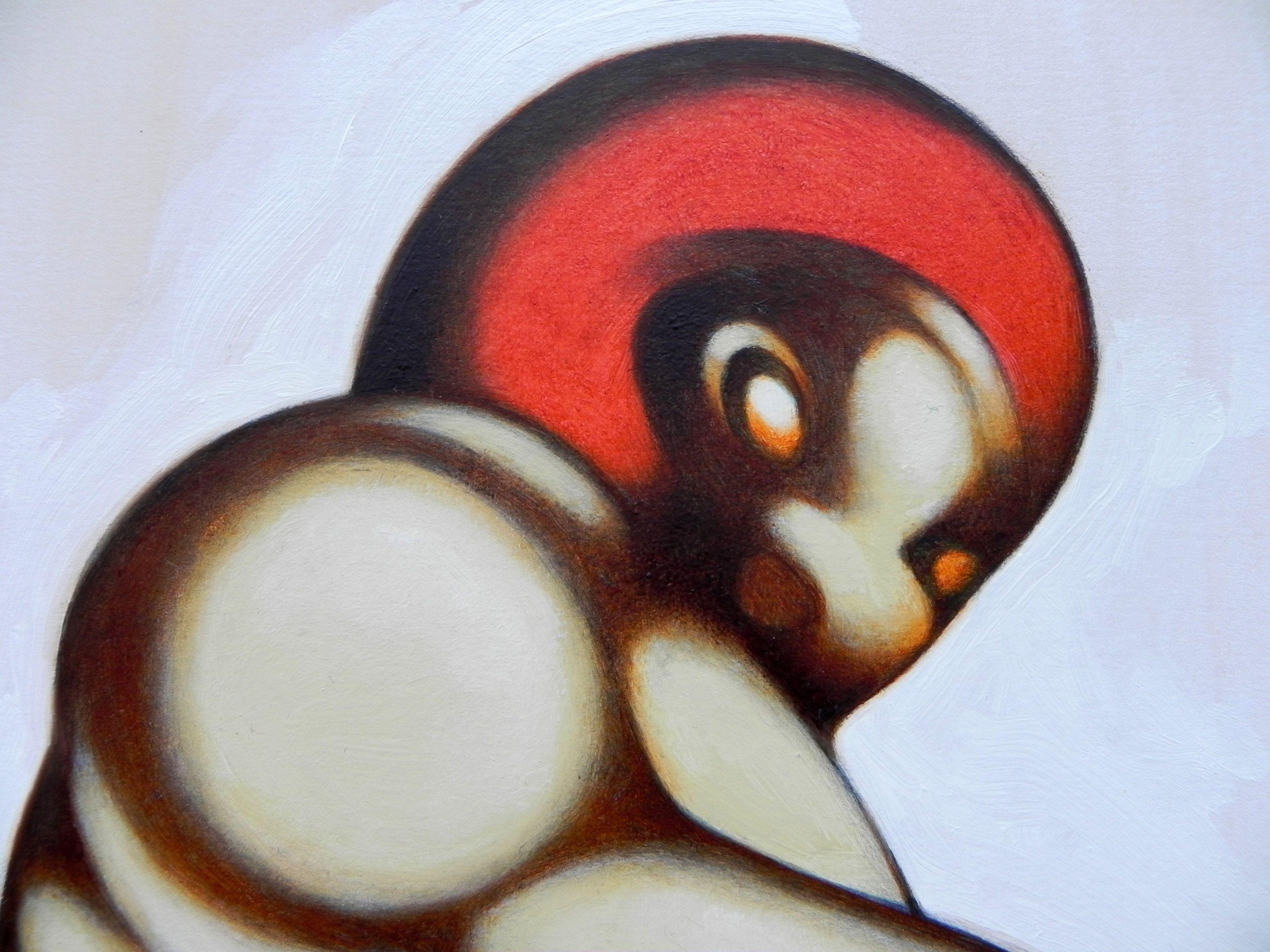 Nackt, Gemälde, Öl auf Papier – Painting von Federico Cortese