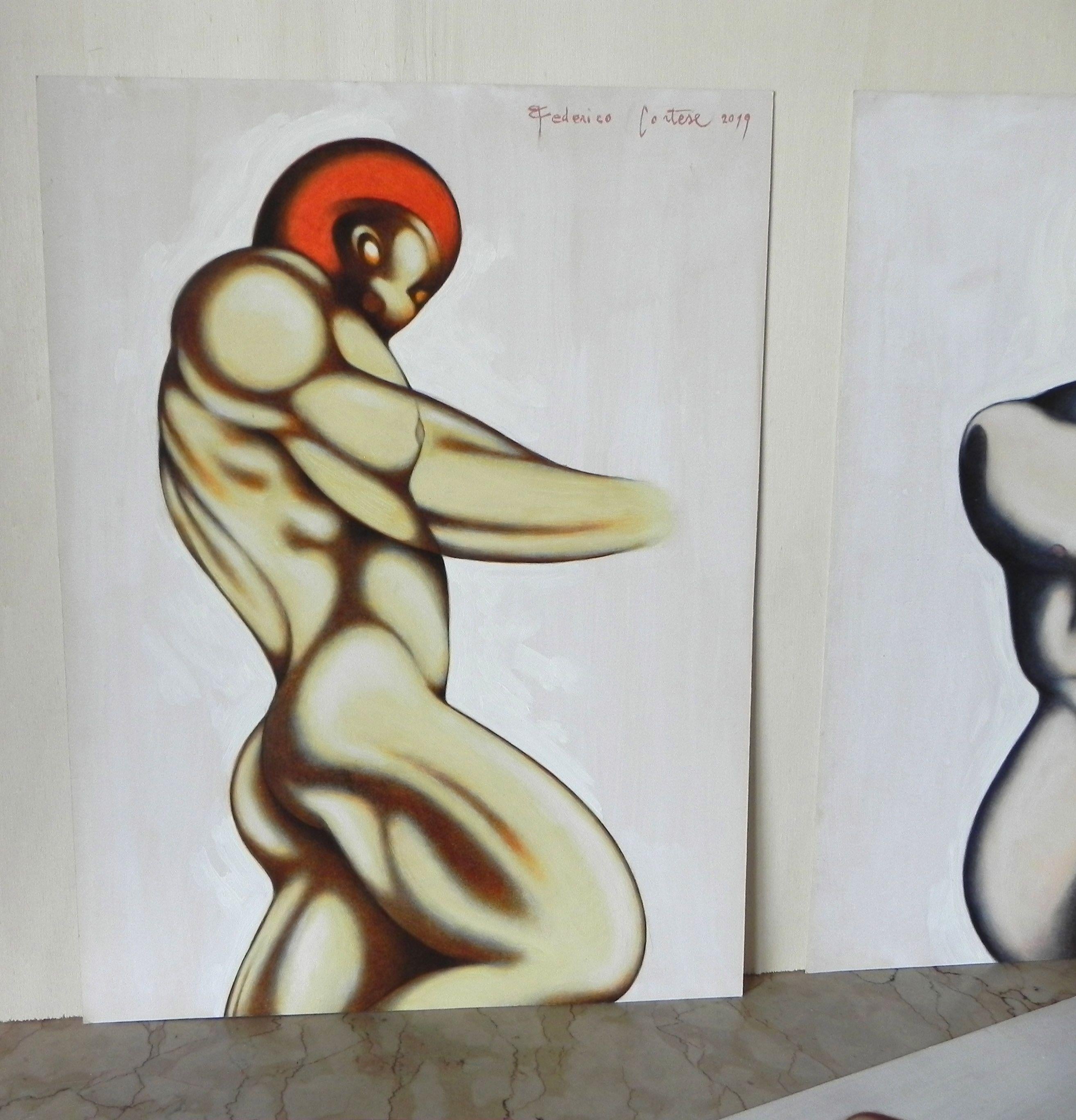 Naked, Painting, Oil on Paper For Sale 3